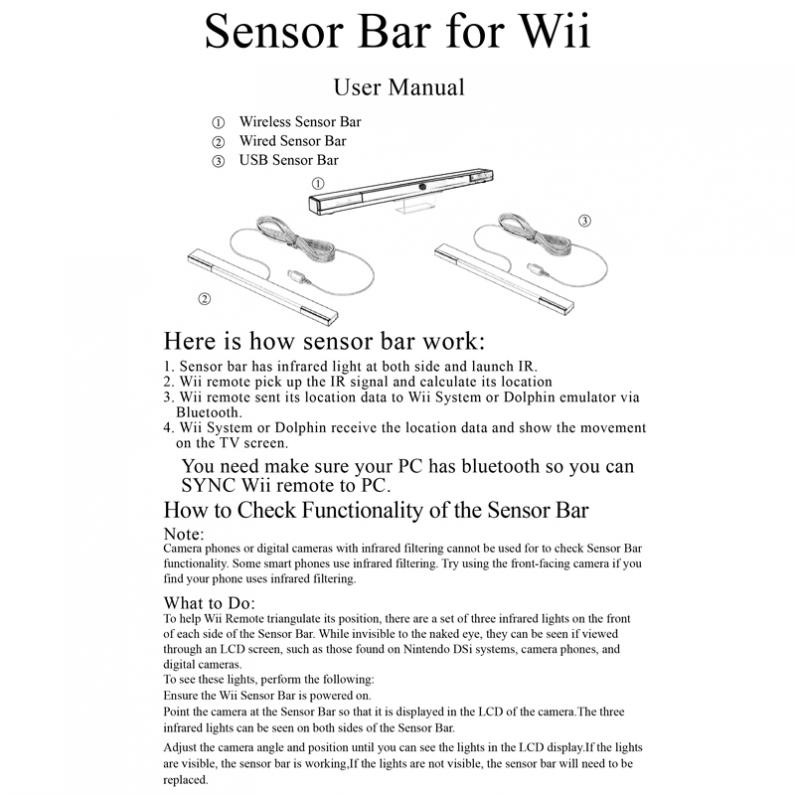 USB Wired Infrared Sensor Bar with Stand Fit for Nintendo Wii / Wii U Console US