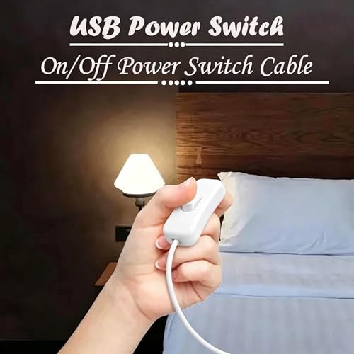2-Pack USB Cable with Switch ON/Off Cable Extension Toggle for Lamp USB-2.0