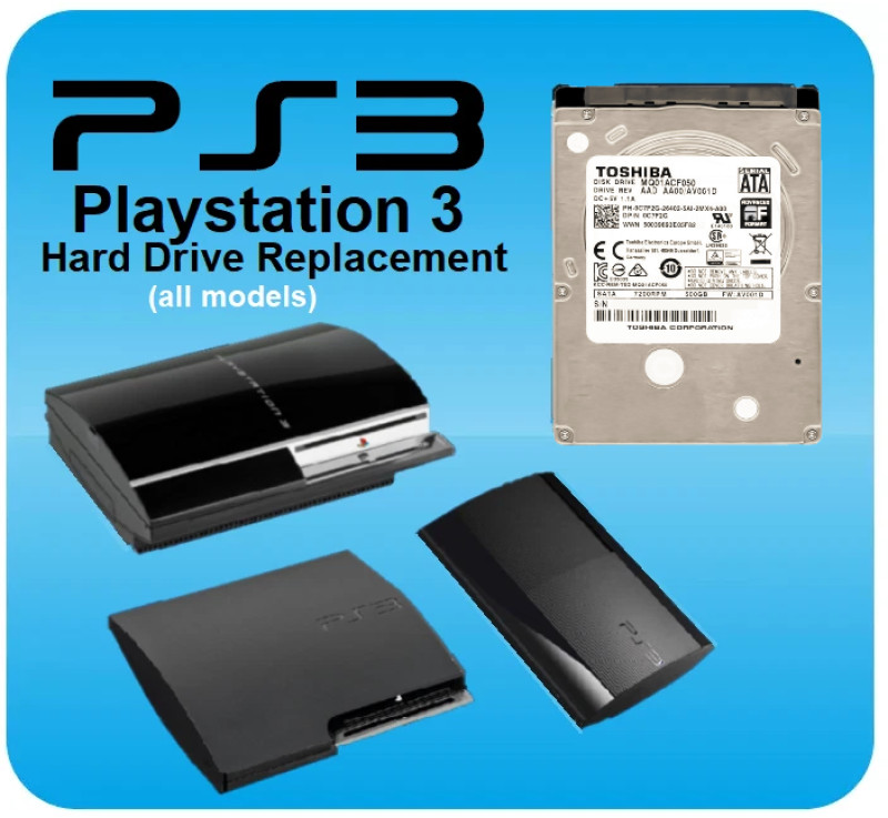 PS3 500GB Internal Hard Drive Playstation 3 Slim, Super Slim & Original USB Firm