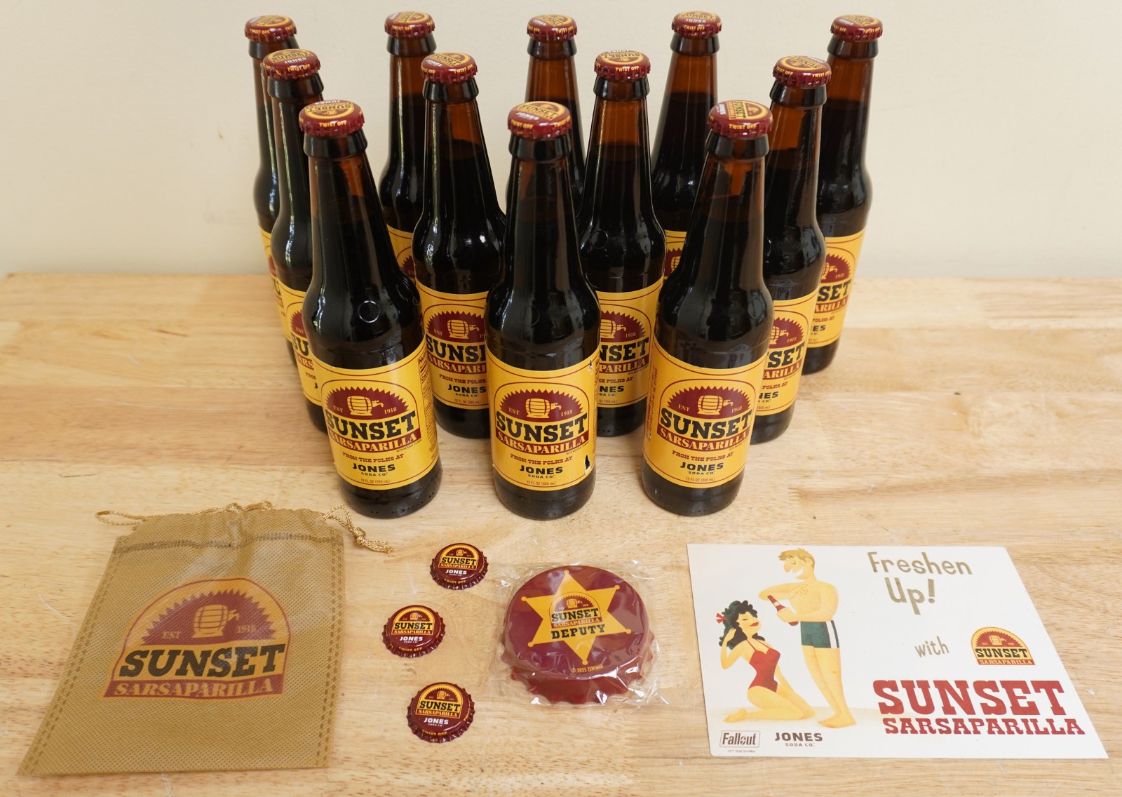Fallout New Vegas Sunset Sarsaparilla Jones Soda 12 Bottle Case Limited Edition