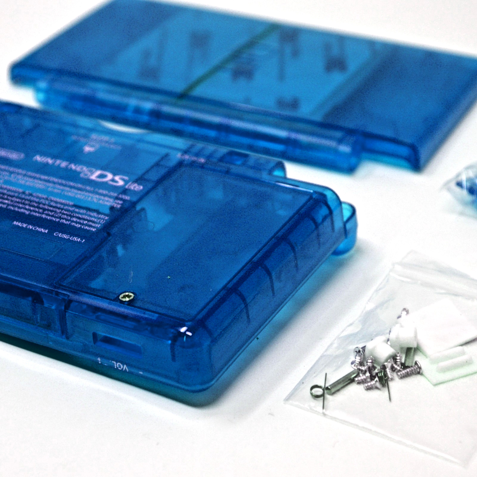 Full Replacement Housing Shell Screen Lens Clear BLUE For Nintendo DS Lite OEM
