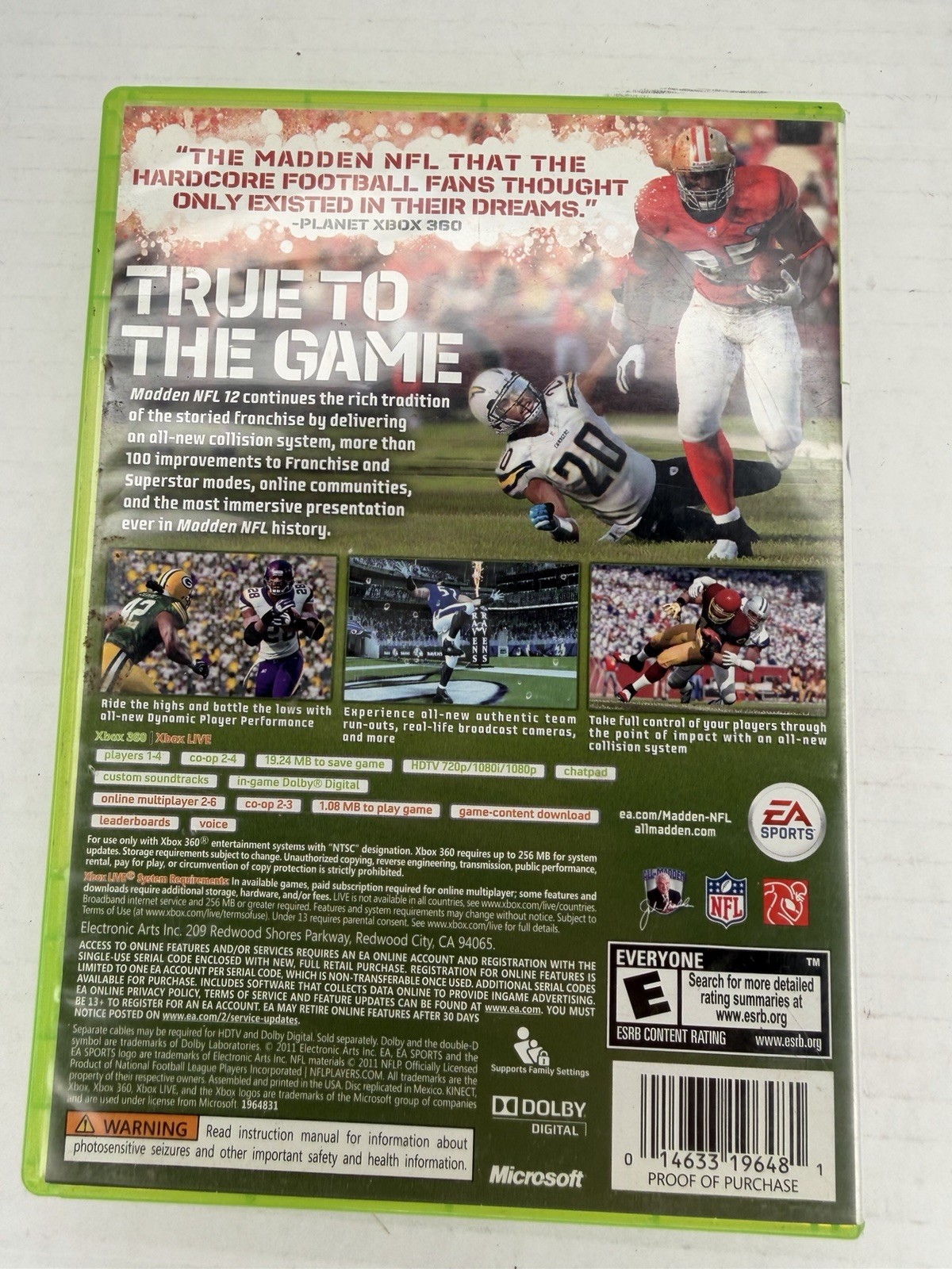 Madden NFL 12 (Microsoft Xbox 360, 2011) TESTED