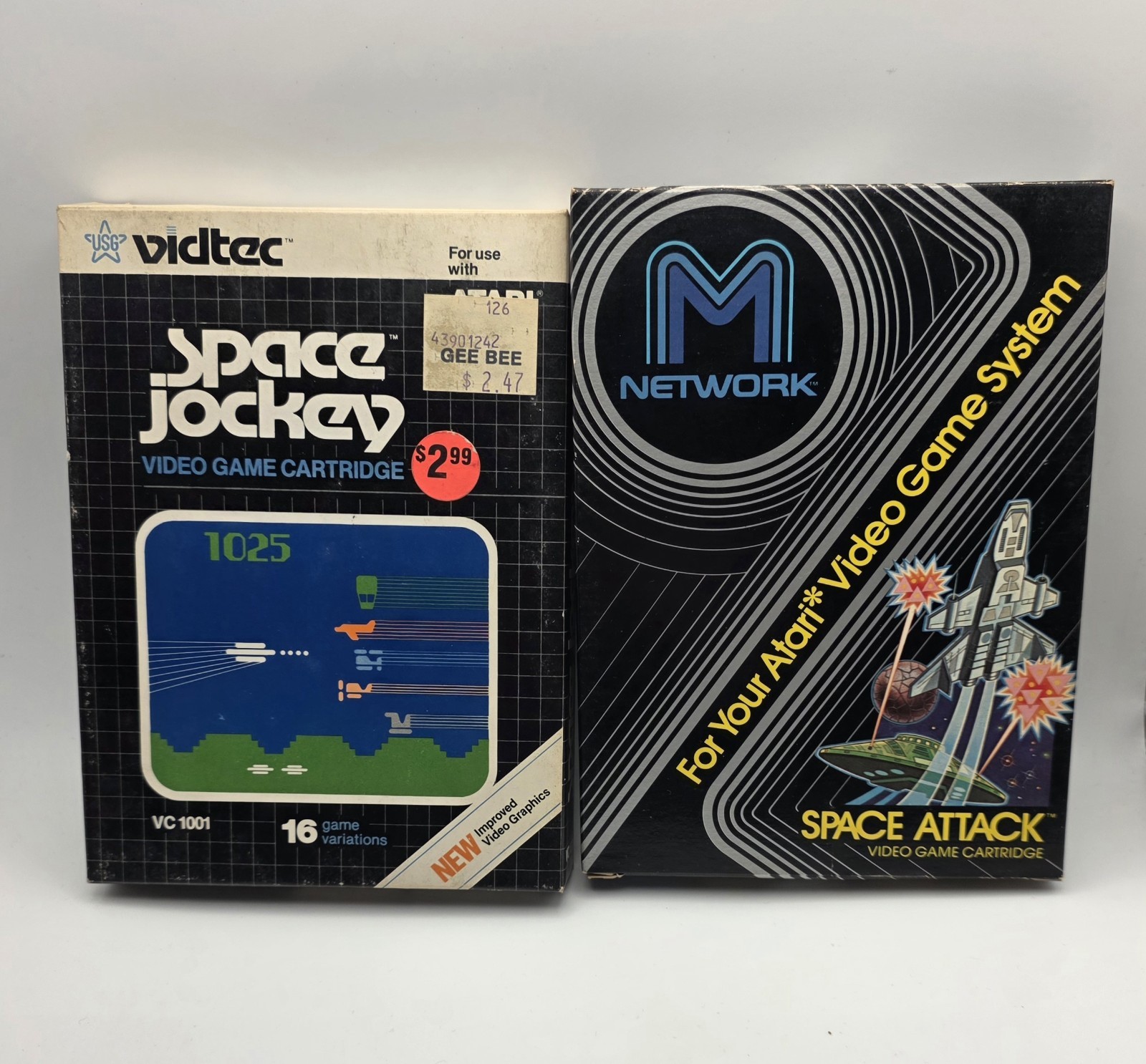 Atari 2600 Video Game Space Jockey Vidtec Space Attack Network CIB 1982