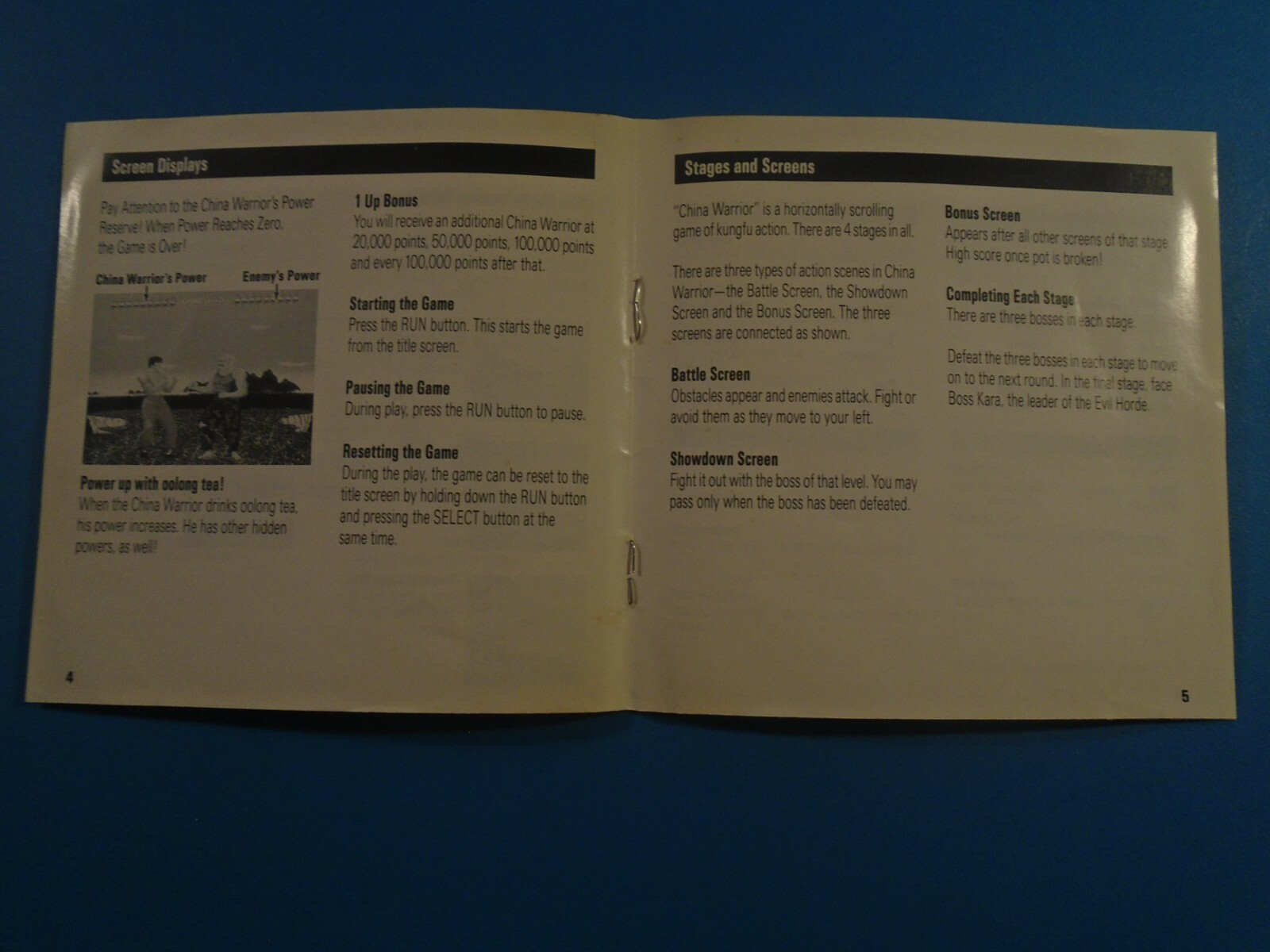 China Warrior (TurboGrafx 16, Turbografx) Authentic Game Manual Book