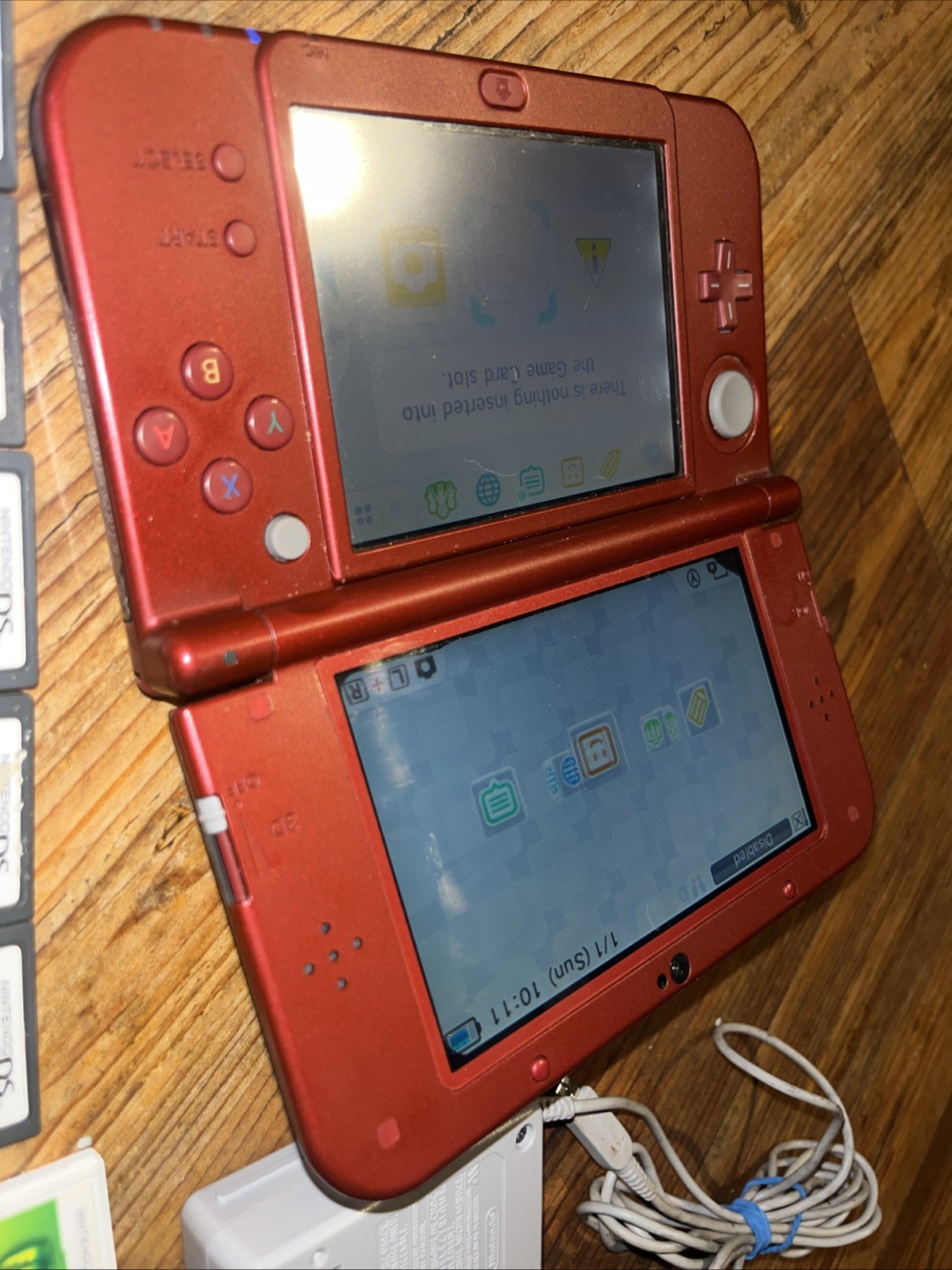 Nintendo New 3DS XL Red Console USA w/Charger + Stylus + Games ** READ ** Dead P