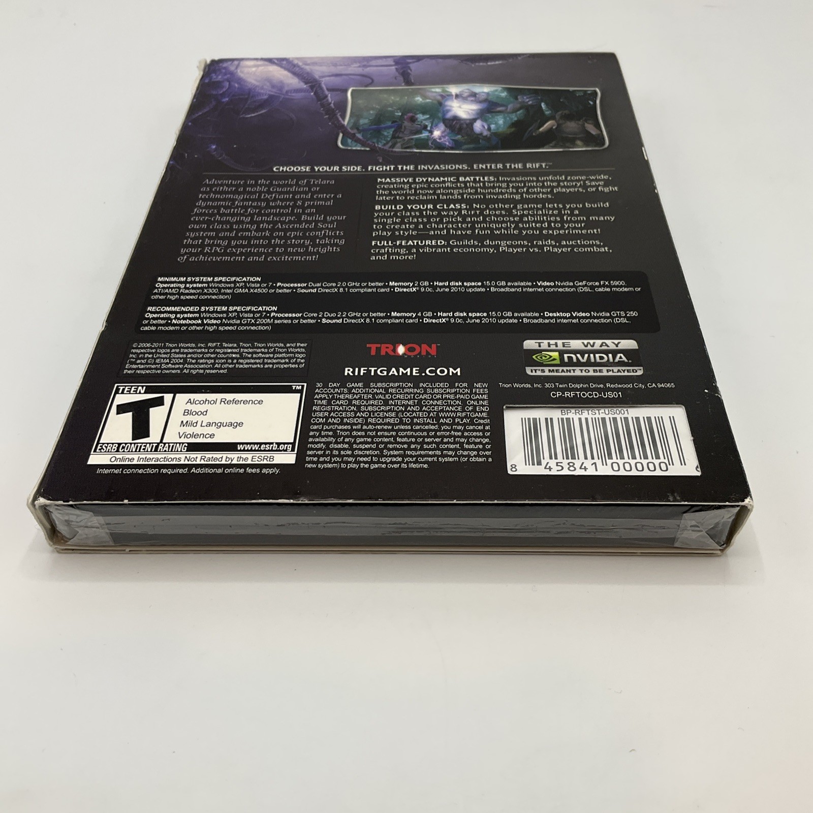 2011 Rift (Trion Worlds, Inc) PC DVD-ROM version; NEW, SEALED