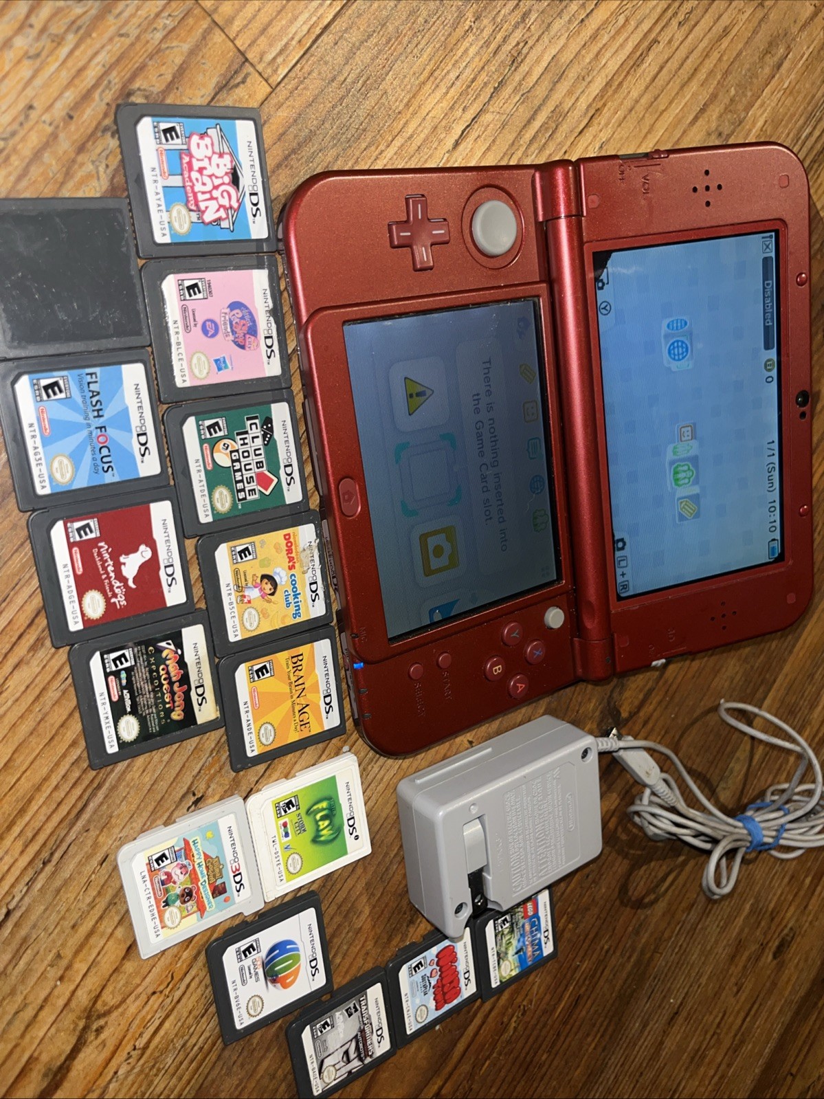 Nintendo New 3DS XL Red Console USA w/Charger + Stylus + Games ** READ ** Dead P