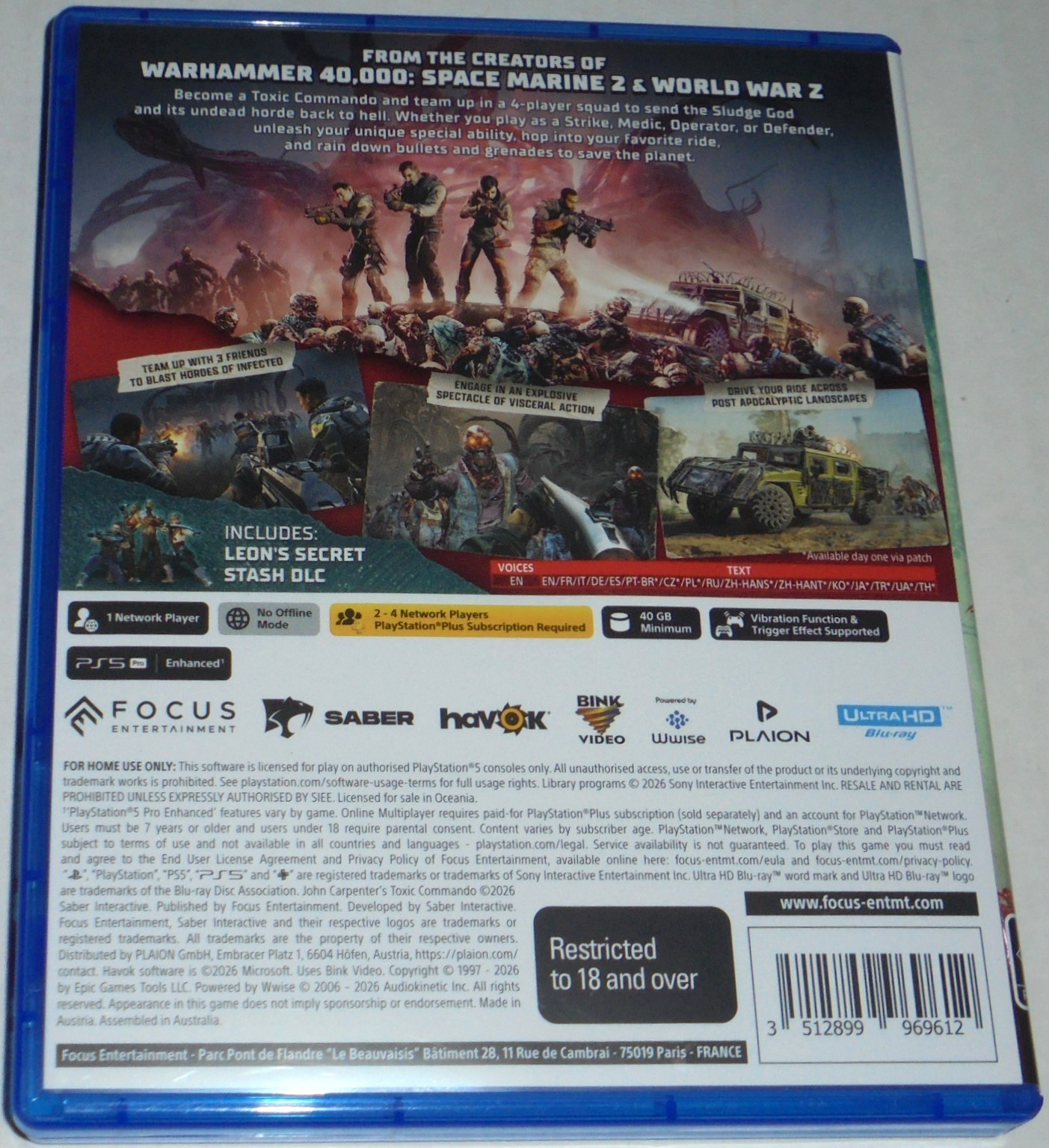 PLAYSTATION 5 GAME JOHN CARPENTER’S TOXIC COMMANDO RATED R18+ 2026