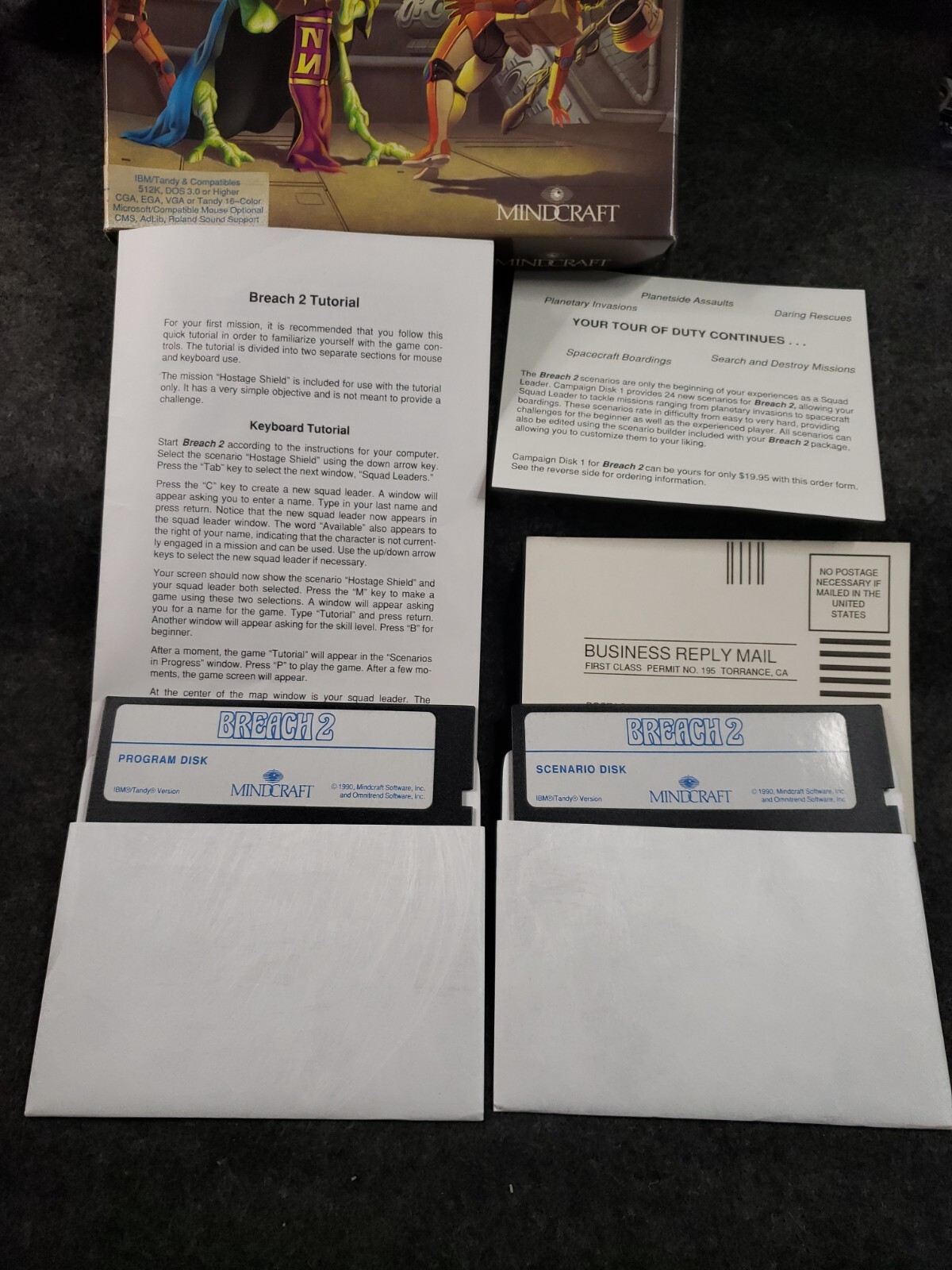 Breach 2 Mindcraft Game – (IBM, 1990) 5.25” Floppy – PC Big Box ……….(SB3)