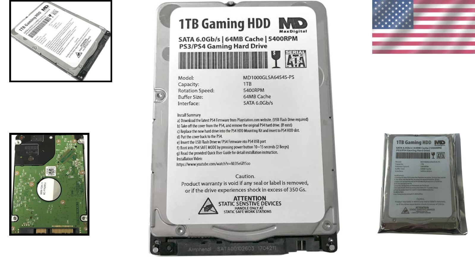 1TB 2.5inch 7MM Gaming Hard Drive for PS3/PS4 – 64MB Cache