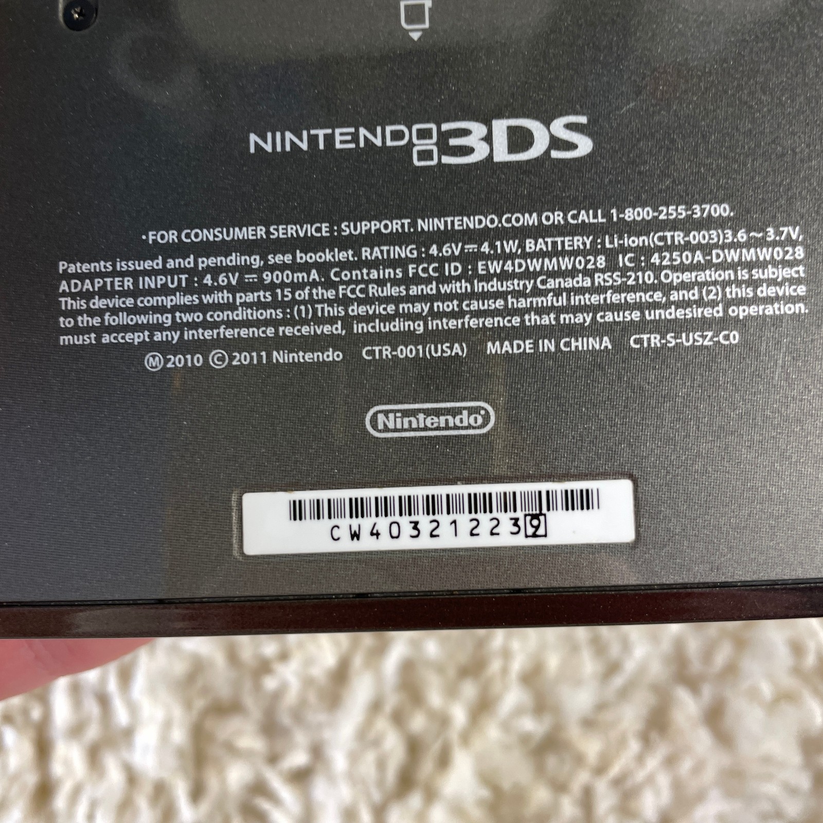 Nintendo 3DS Cosmo Black Handheld Console System CTR-001 Tested