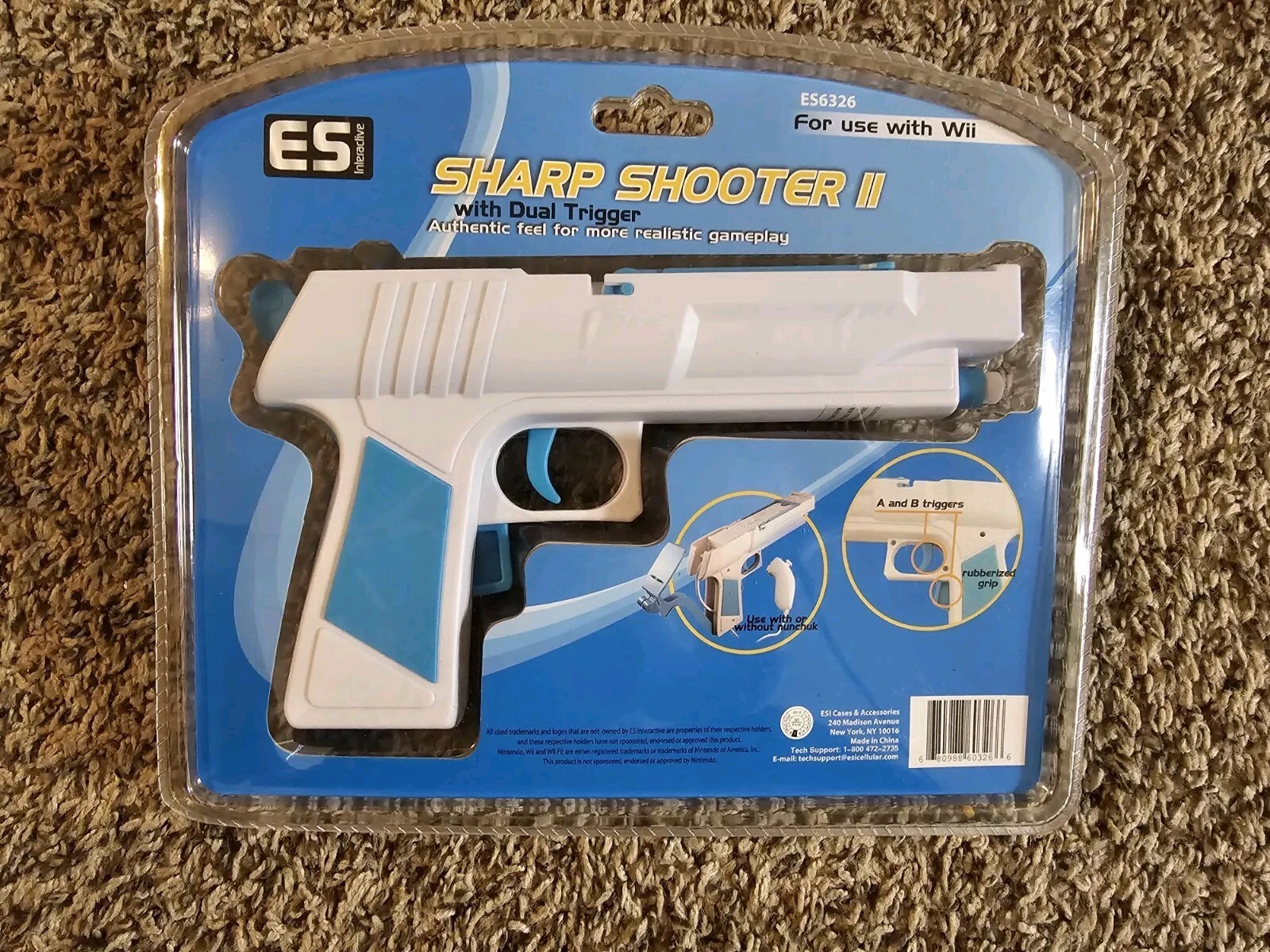 ES interactive Sharp Shooter 2 With Dual Trigger For Wii ES6326 New Sealed