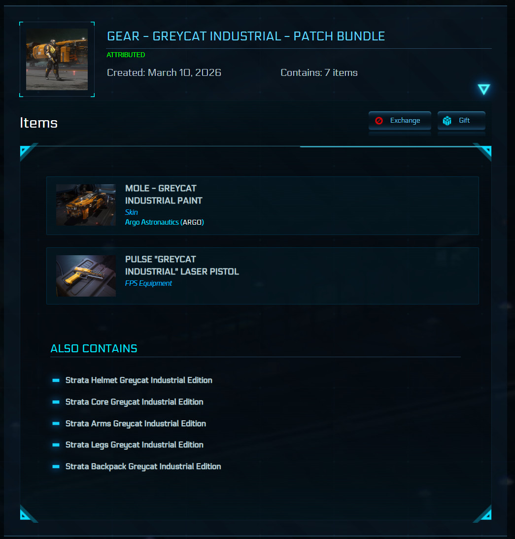 STAR CITIZEN – GEAR – GREYCAT INDUSTRIAL – PATCH BUNDLE (LIMITED ITEM)