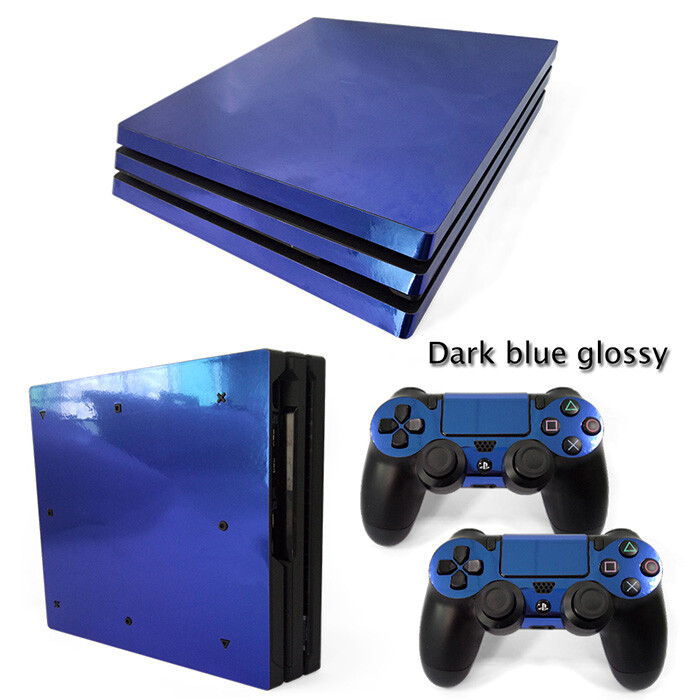 For PS4 PRO Console & 2 Controllers Blue Glossy Finish Vinyl Skin Decal