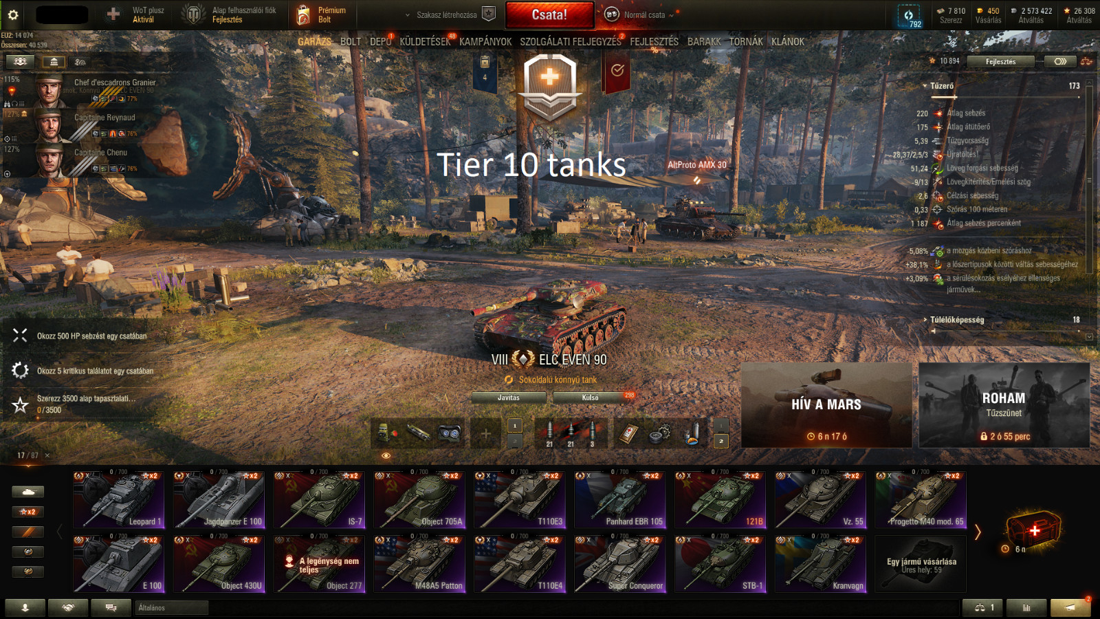 WOT account with A LOT OF CONSUMABLES, Tier 10-9-8 tanks, and premiums! – EU!