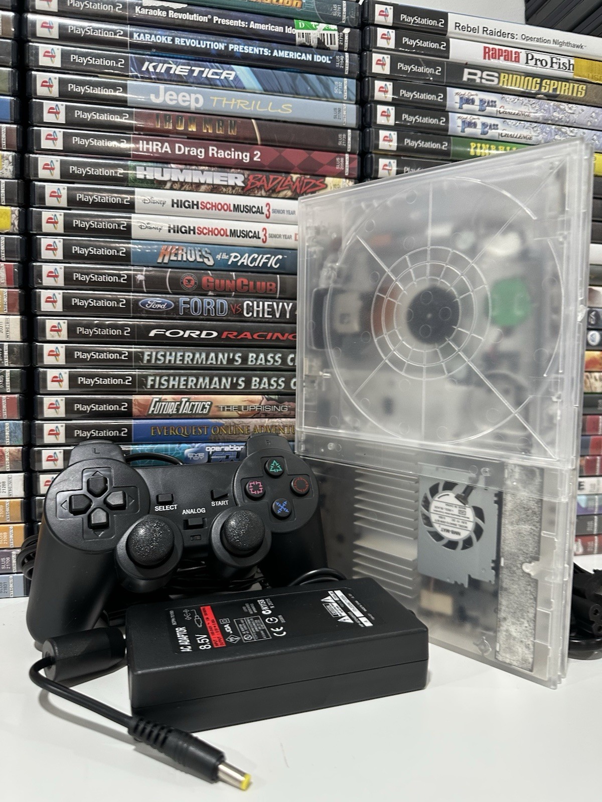 Sony PlayStation 2 PS2 Slim CLEAR GHOST 👻 Console Bundle –Controller / Cables