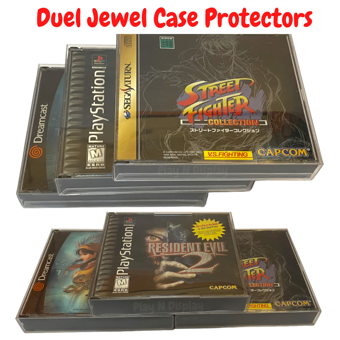 1 PLAYSTATION ONE 1 & CD DUEL JEWEL CASE PROTECTIVE SLEEVE BOX PROTECTOR CLEAR