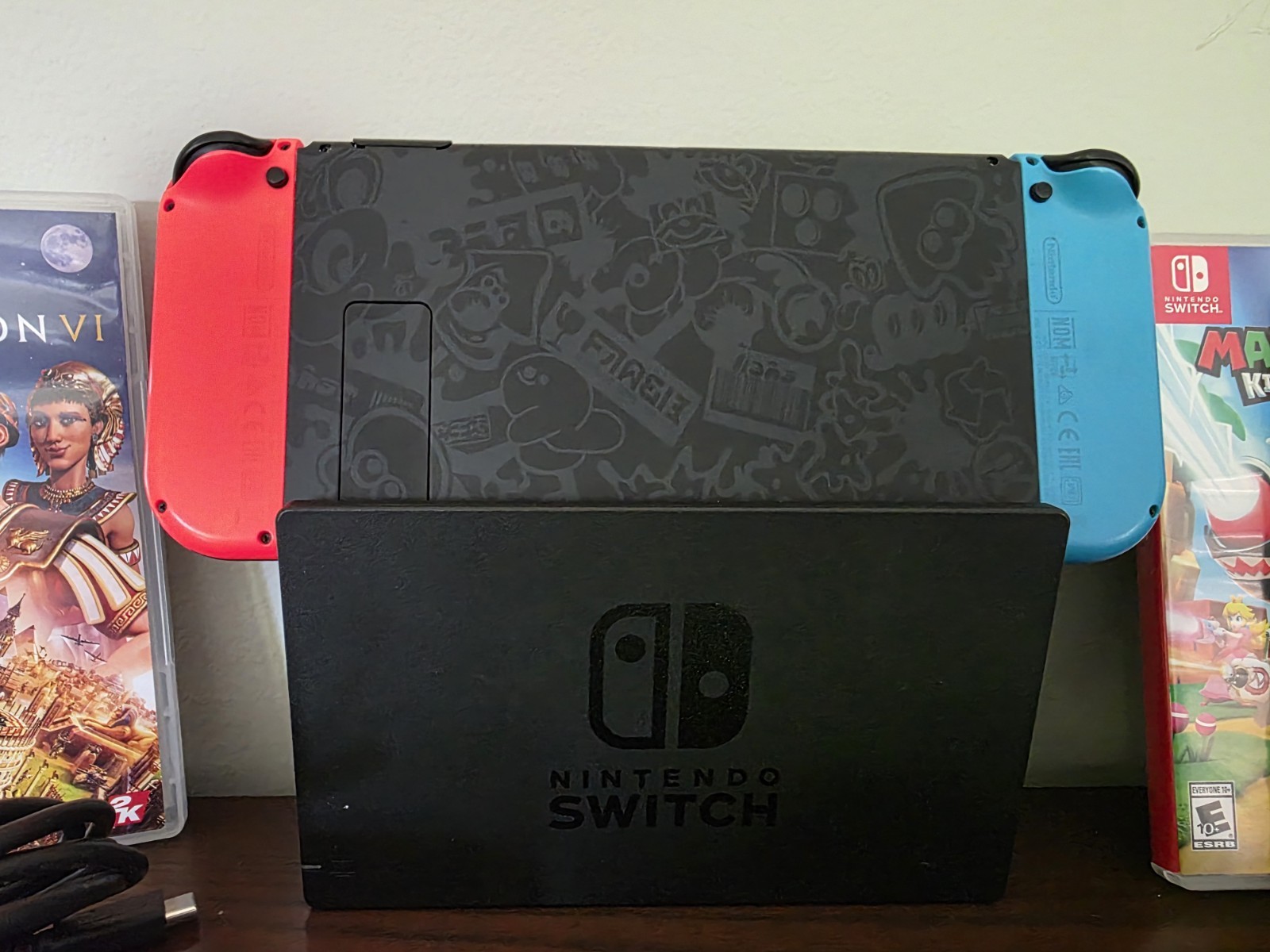 Nintendo Switch Console HAC-001 Bundle Blue Red Joy-Cons Bundle Charger 3 Games