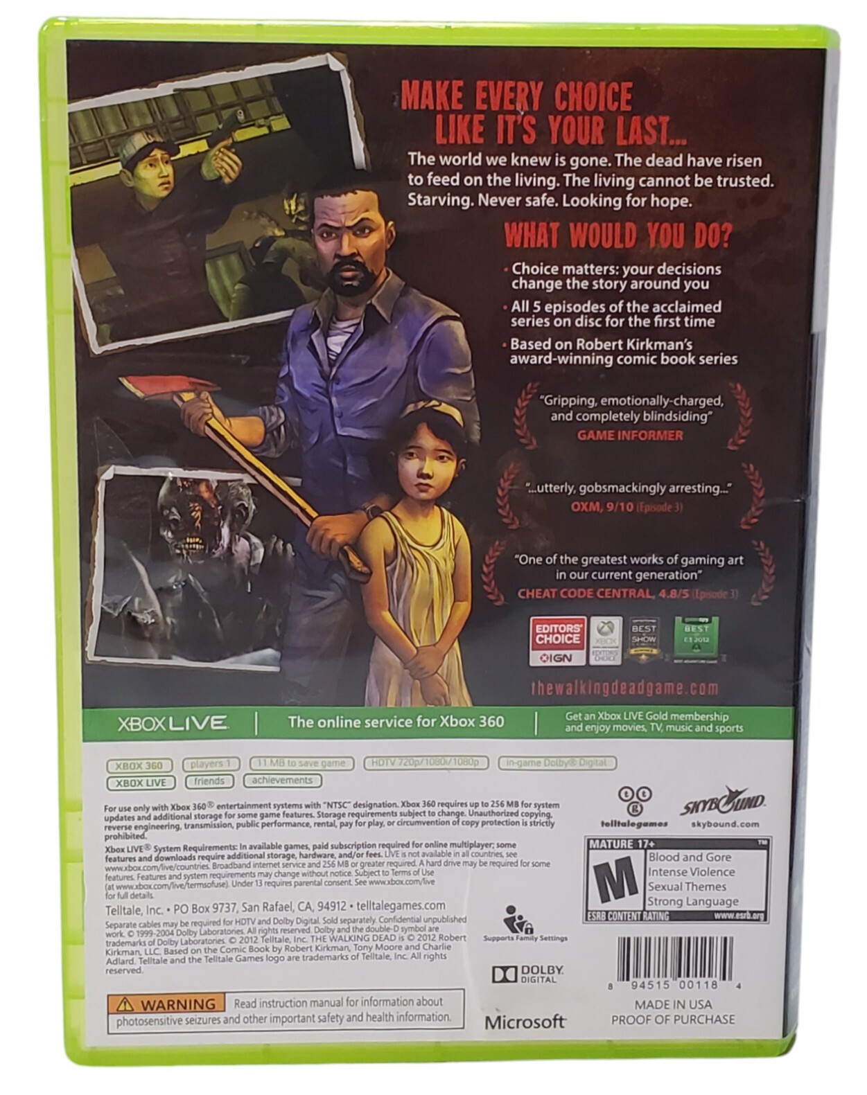 The Walking Dead: A Telltale Games Series Xbox 360 – Complete CIB