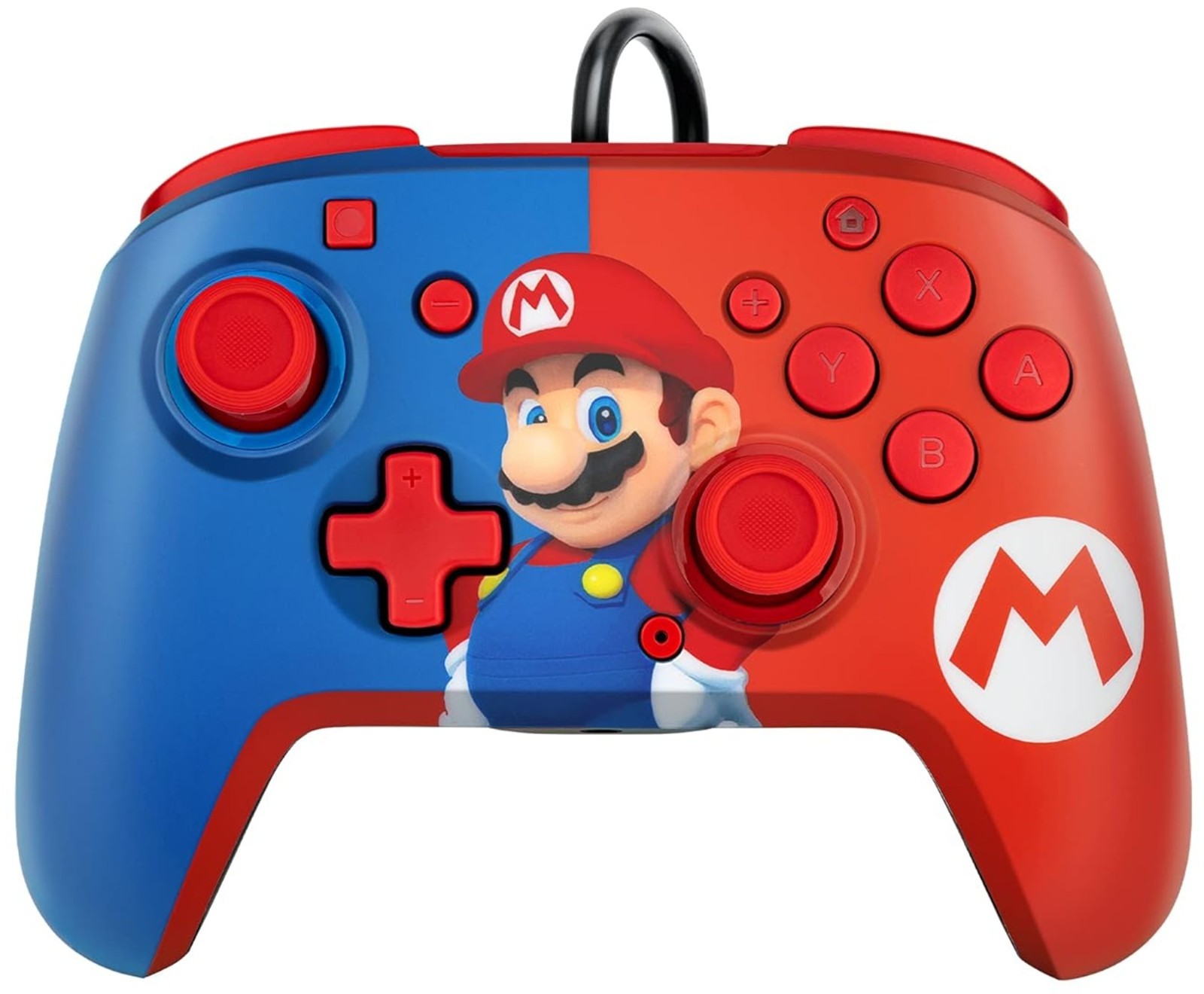 PDP Gaming Faceoff Deluxe+ Wired Switch Pro Controller – Red/Blue Mario Design