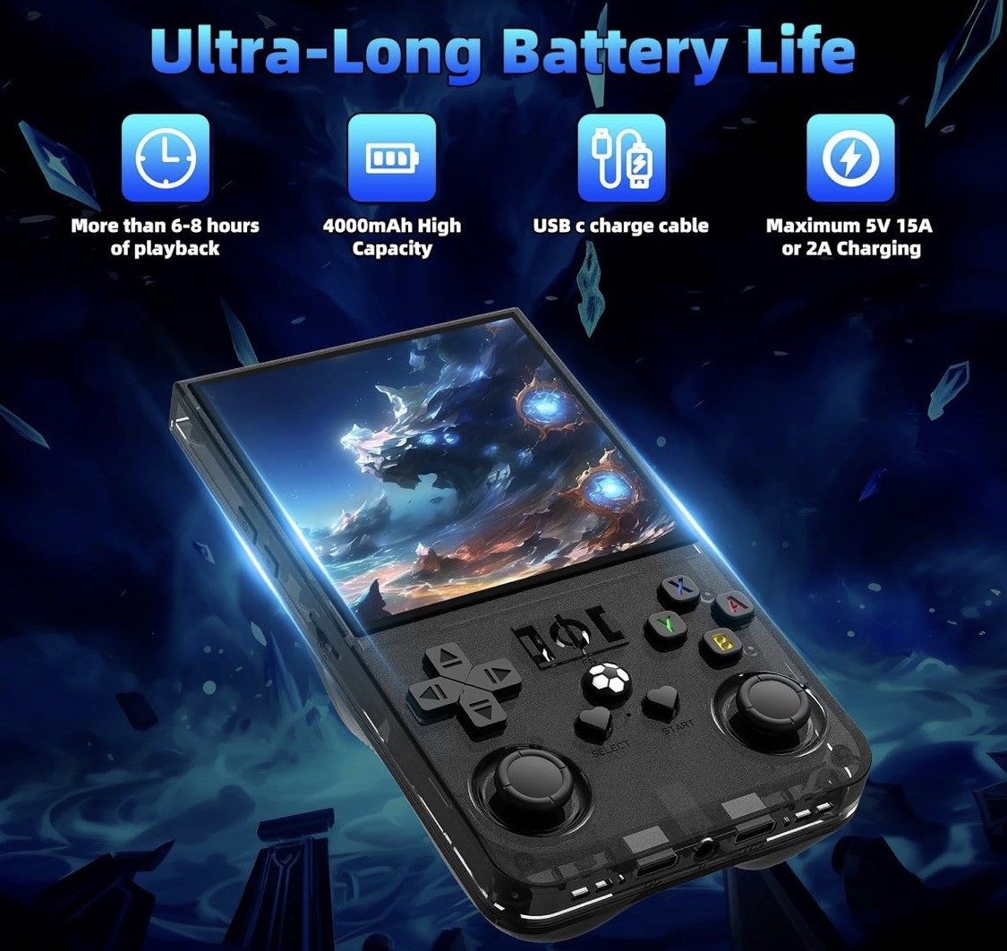 R36TMAX Retro Handheld Game Console, 4.0 Inch IPS HD Screen Retro Gaming