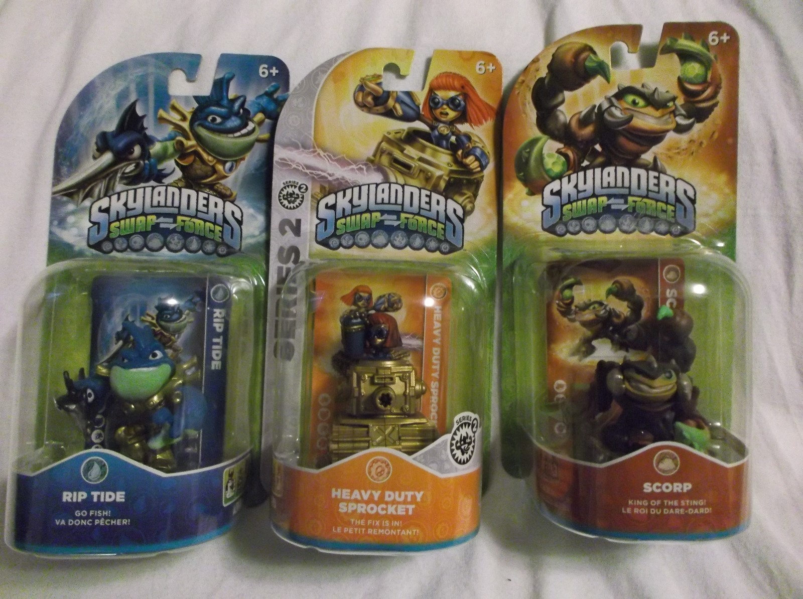 SKYLANDERS SWAP FORCE X3 HEAVY DUTY SPROCKET, RIP TIDE, SCORP. NEW & UNOPENED!!!