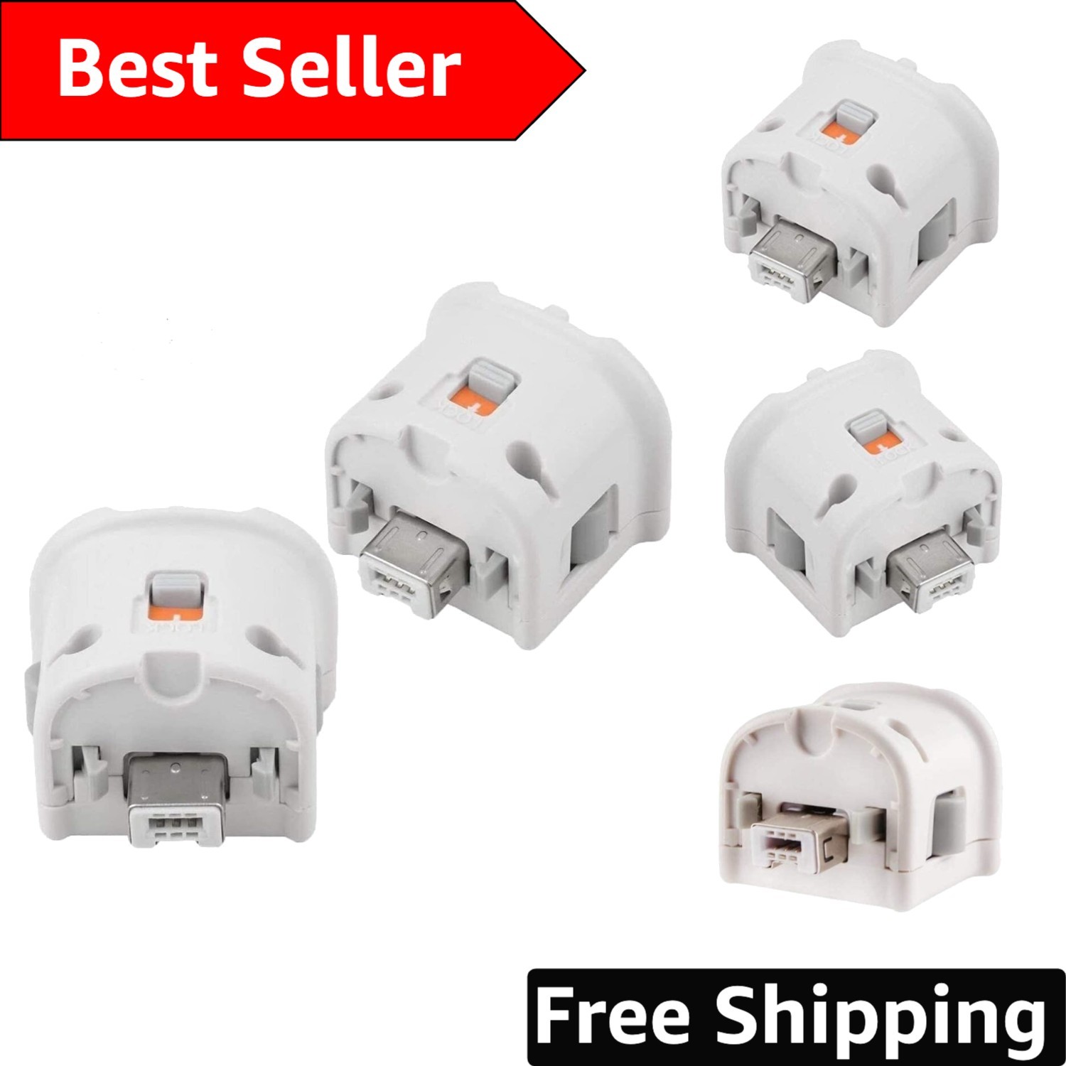 White Motion Plus Adapters for Wii Remote – Improve Gameplay Accuracy, 2 Count