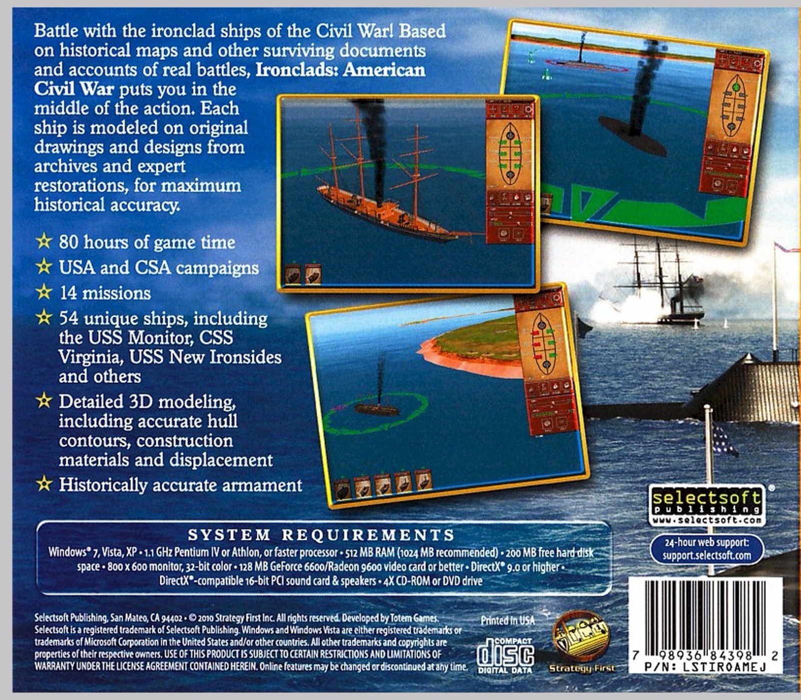 IRONCLADS AMERICAN CIVIL WAR. 14 MISSIONS. 18 HOURS OF PLAYING TIME. SHIPS FREE