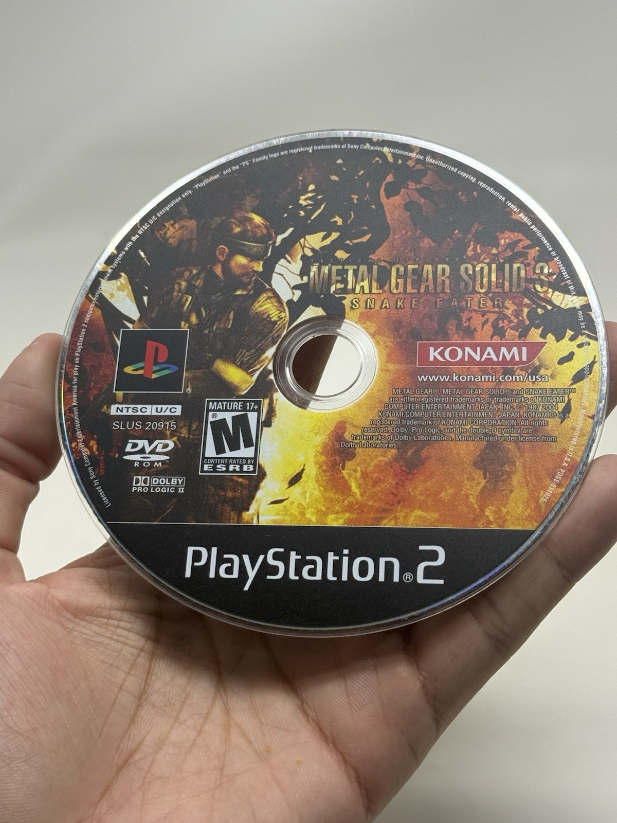 Metal Gear Solid 3 Snake Eater PS2 PlayStation 2 Mint Disc Only Authentic Tested