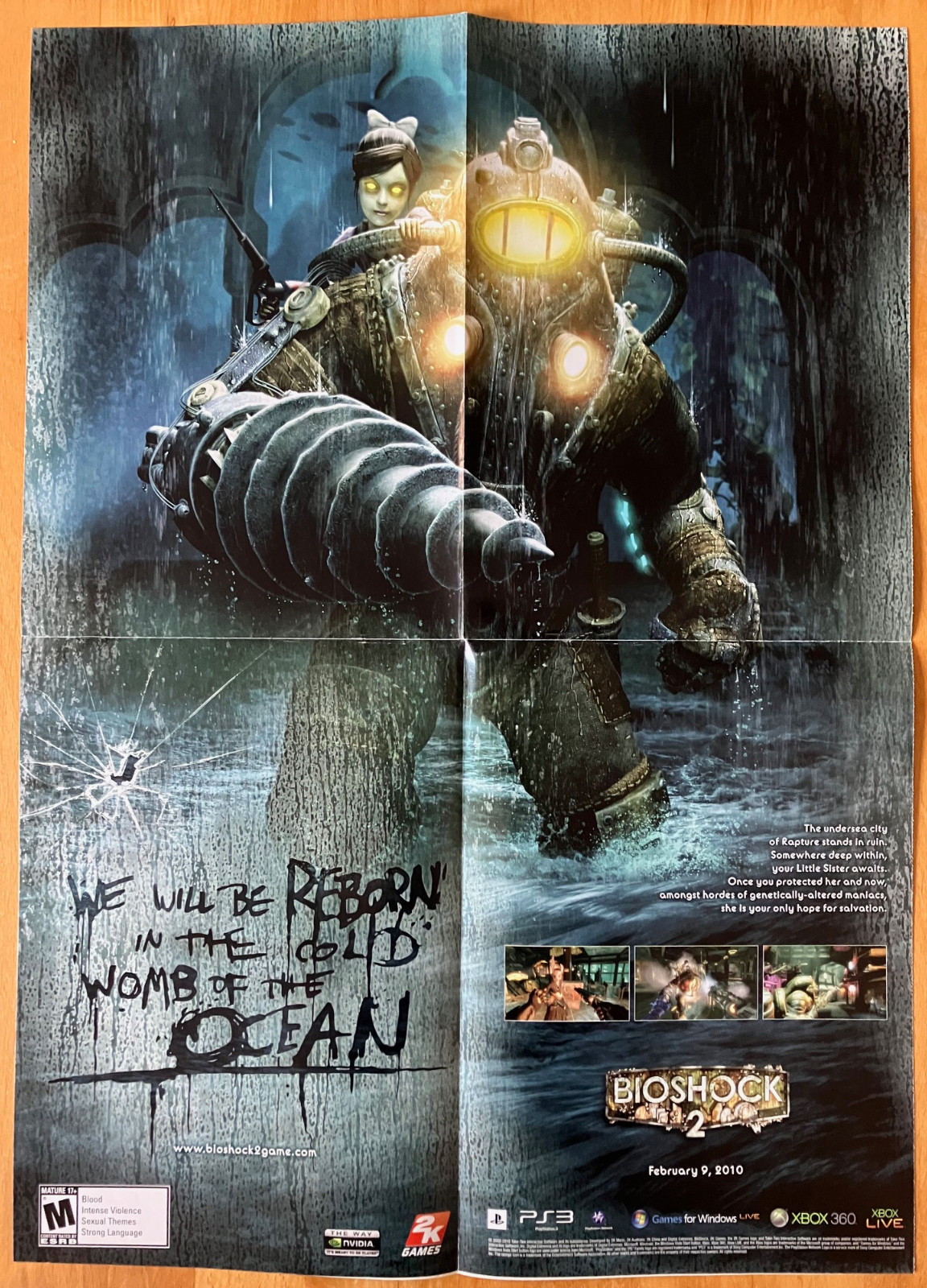 2010 Bioshock 2 Playstation 3 PS3 XBox 360 Double-sided Foldout Original Poster
