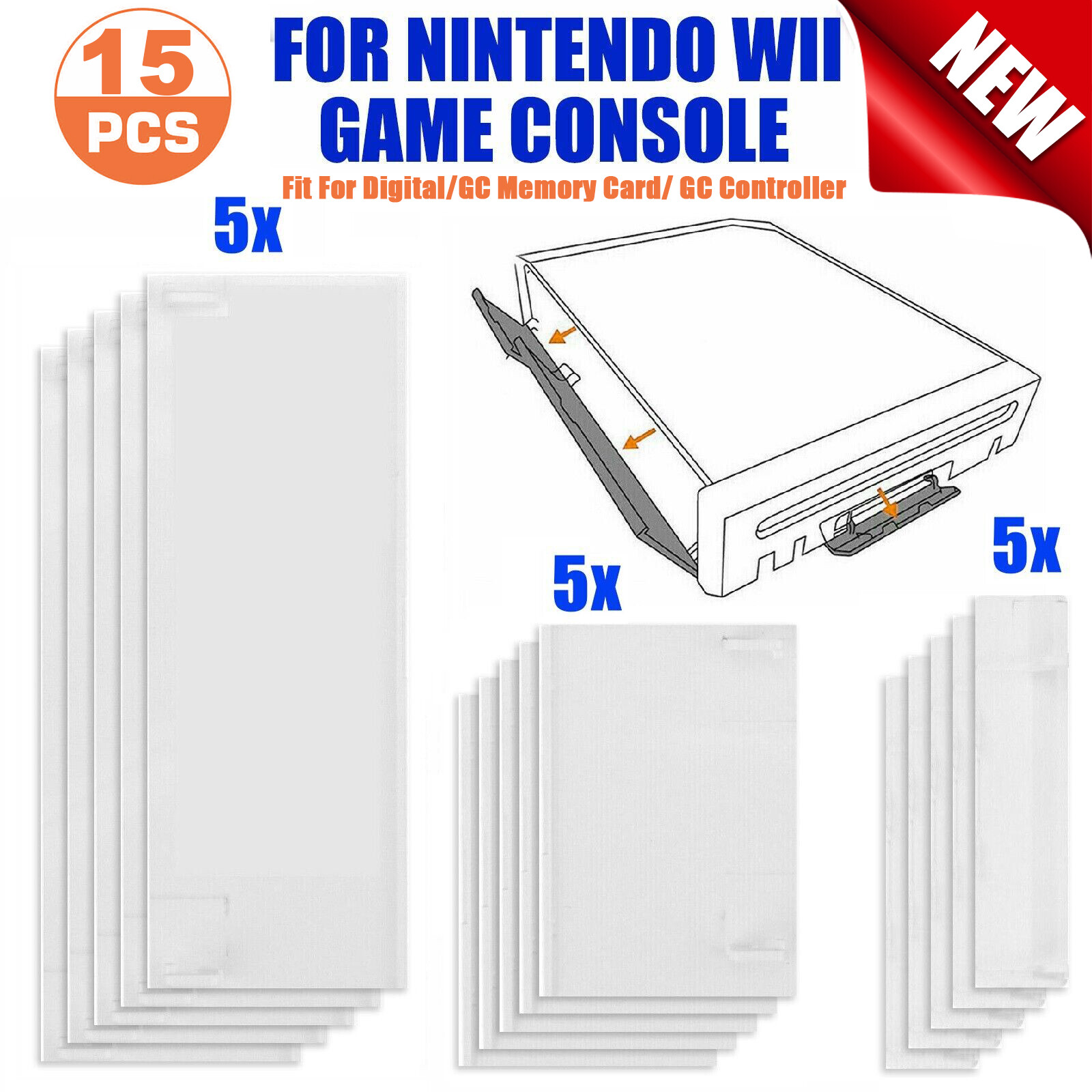 15Pcs Memory Card Door Slot Cover Lids Replacement for Nintendo Wii Game Console