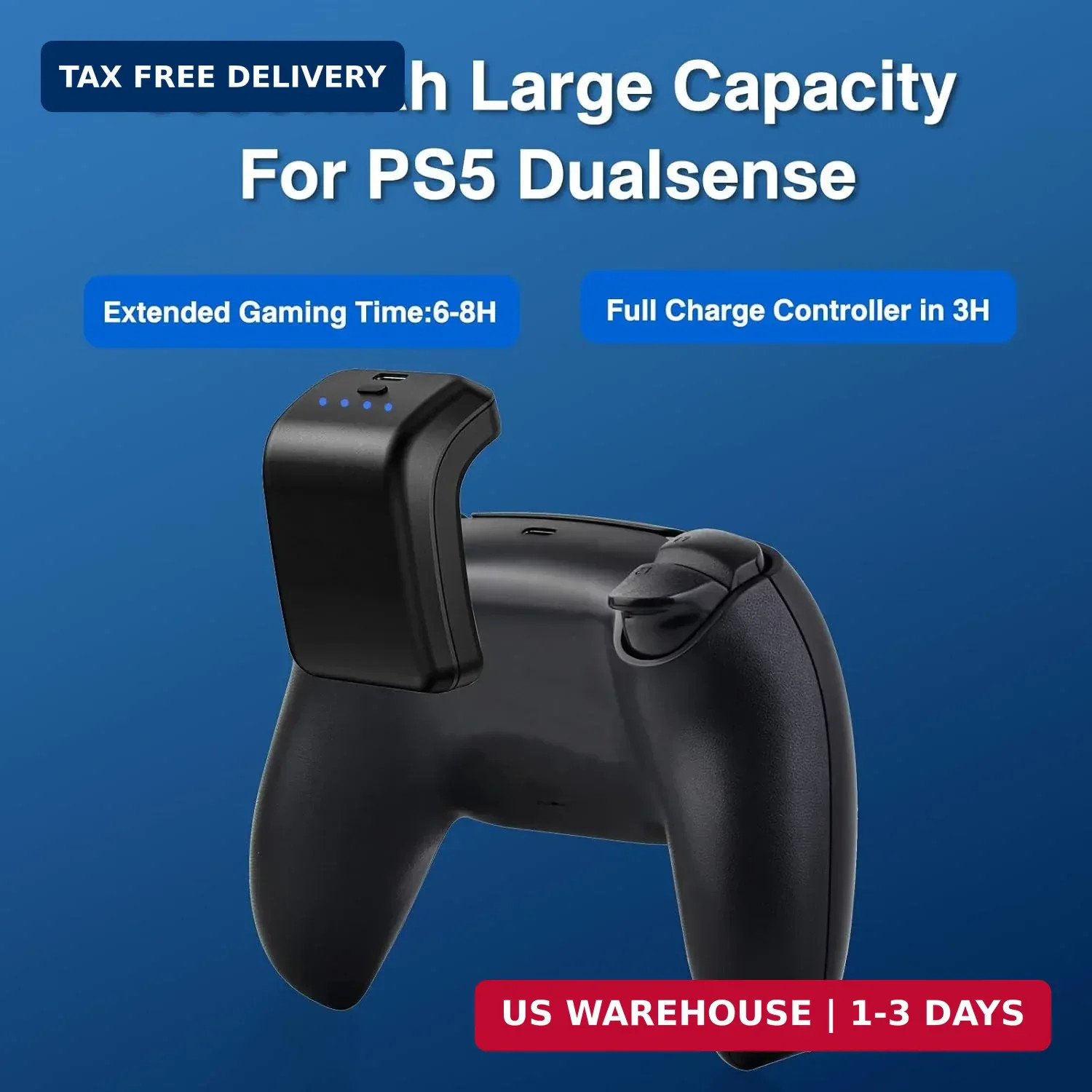 2X 3000mAh PS5 Controller Battery Pack, PS5 Replacement Battery Extender for Son