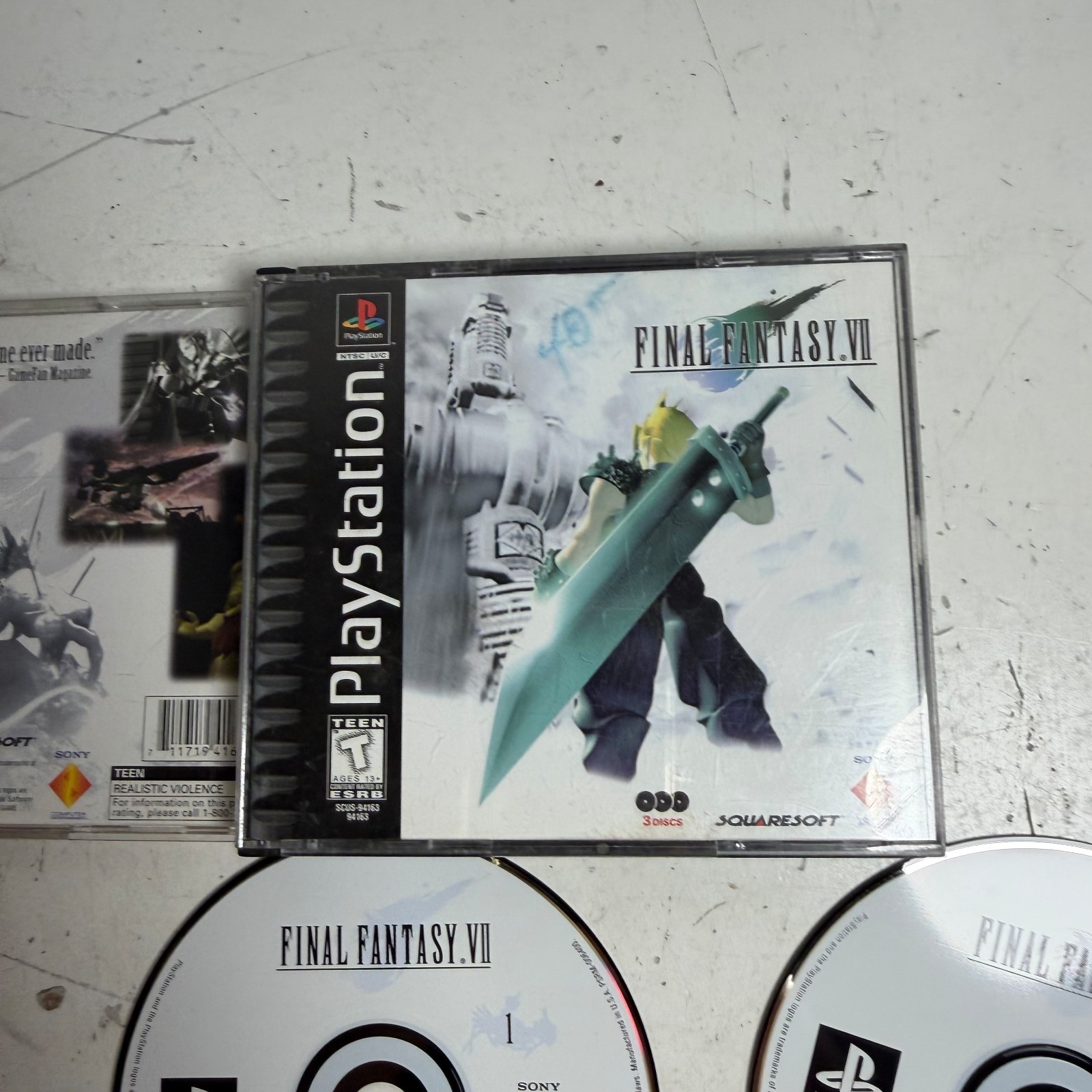 Final Fantasy VII (Sony PlayStation 1, 1997) Black Label Role-Playing Video Game