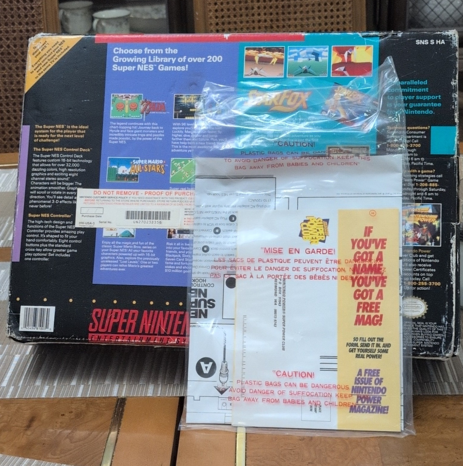 Nintendo SNES Super Nintendo Console Control Set w/ Box & Inserts Super FX