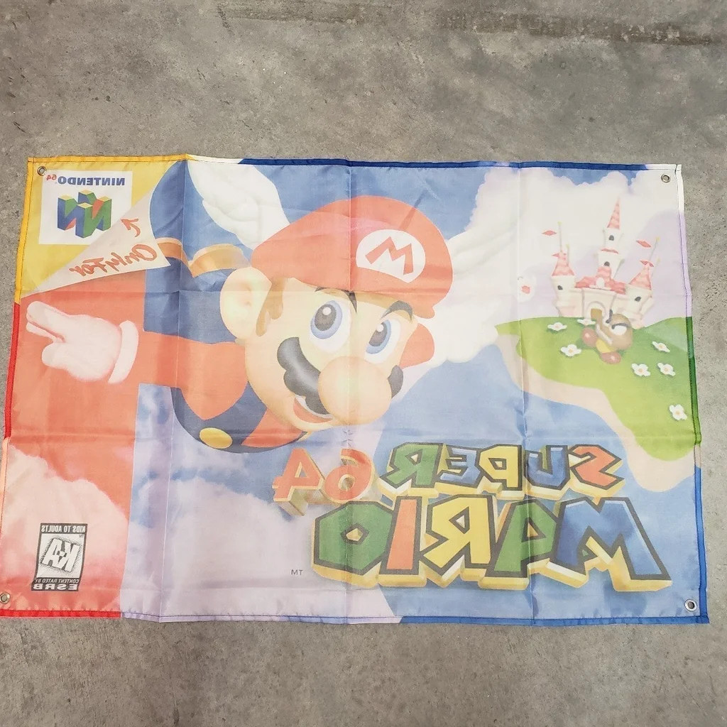 Super Mario 64 Wall Flag Banner Tapestry 2 x 3 Ft, N64