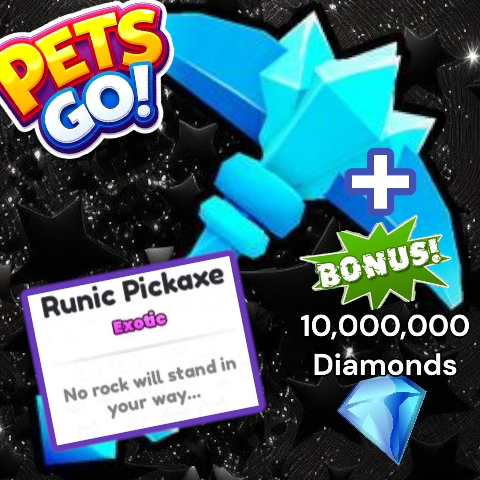 Pets GO. Runic Pickaxe + 10 Million Diamonds. Same Day