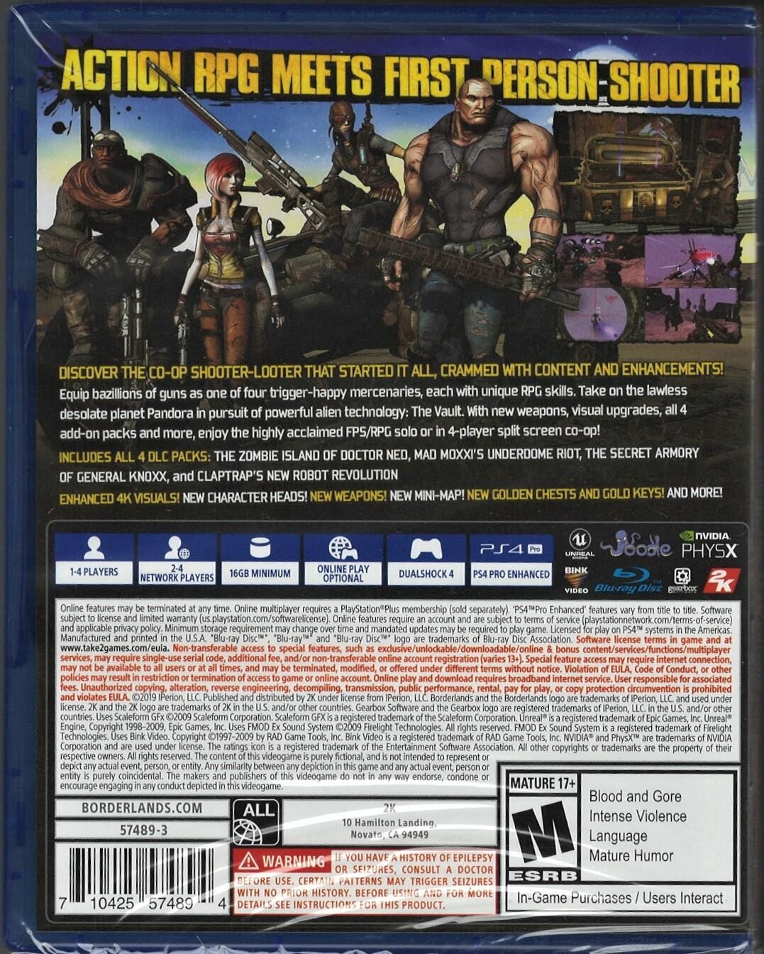 Borderlands Game of the Year Edition PS4 (Brand New Factory Sealed US Version) P