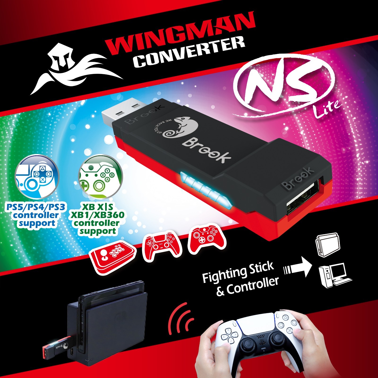 Brook Wingman NS Lite Converter: Support NS Pro Controllers on NS, NS 2 & Xbox