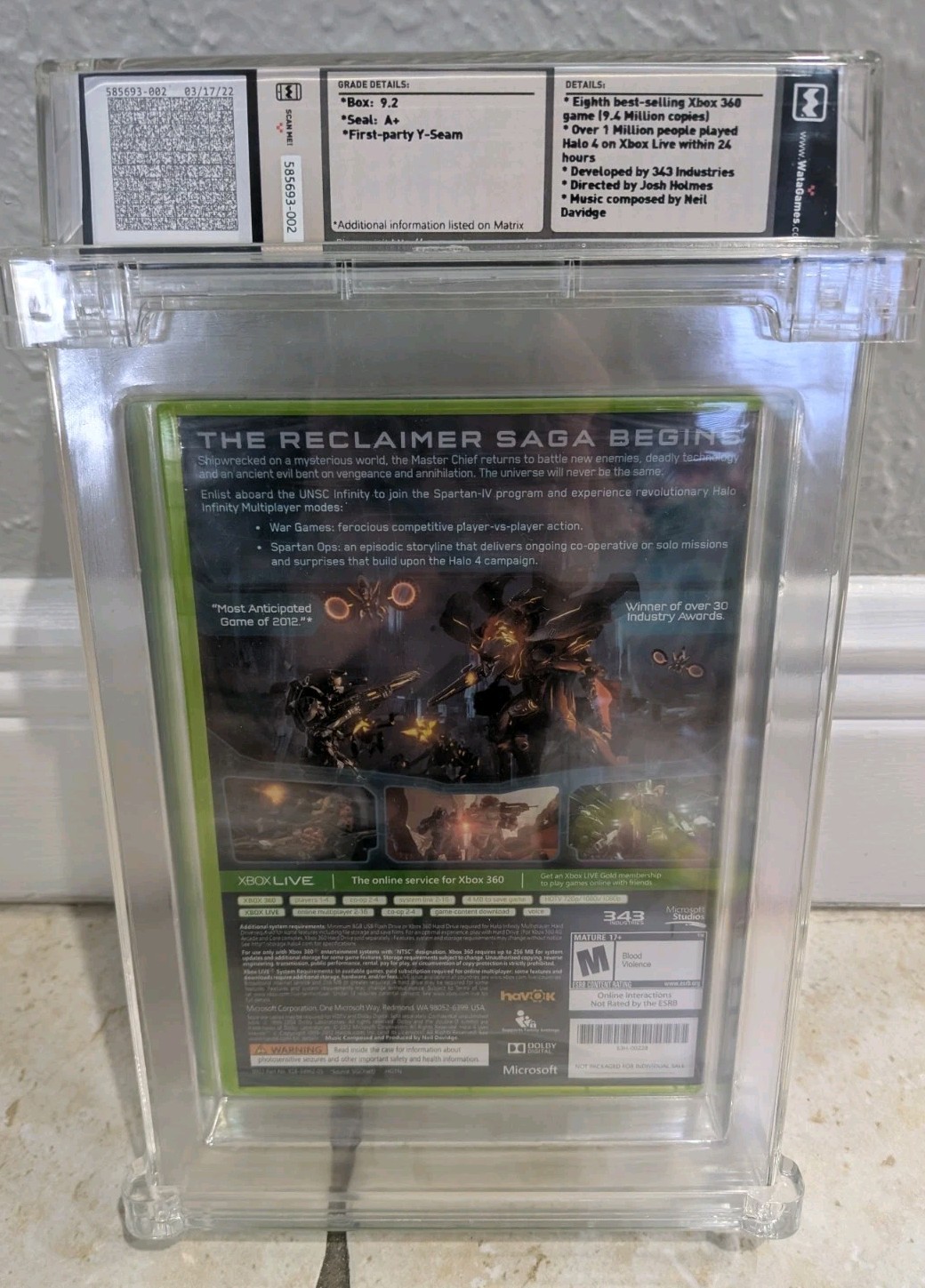 Halo 4 NFR Xbox 360 New Sealed Graded WATA 9.2 A+