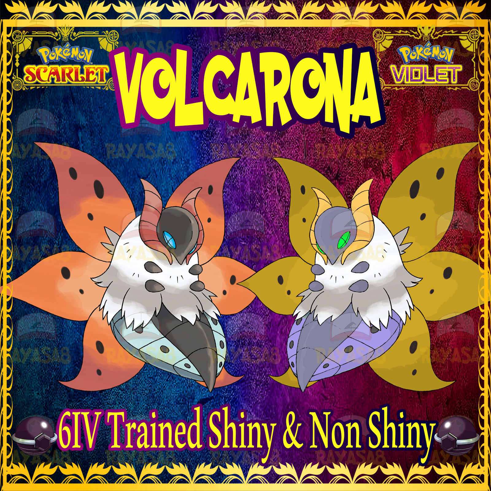 Volcarona Battle Ready 6IV 🌟Shiny🌟 & Non Shiny Pokemon Scarlet and Violet Home