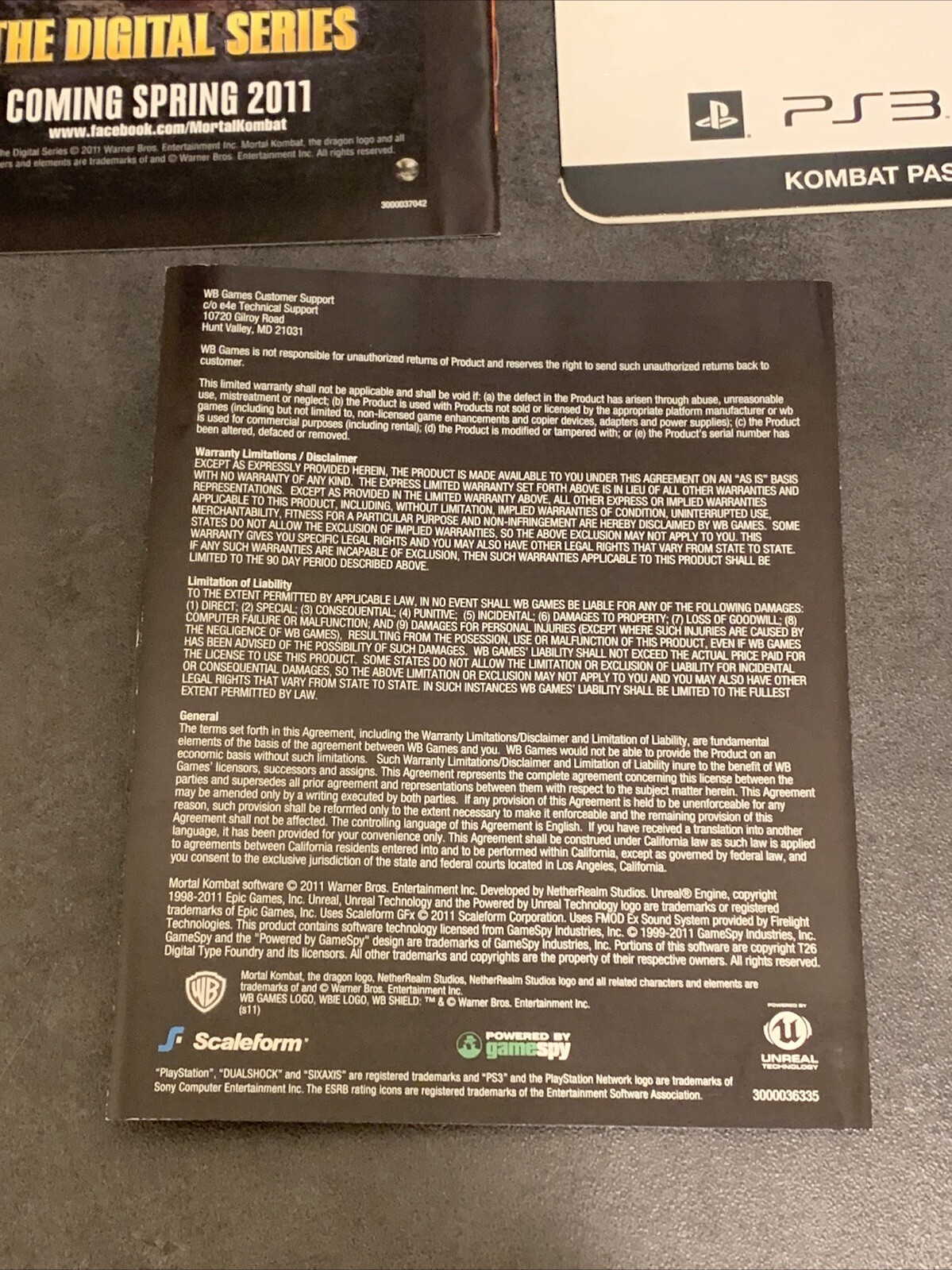 Mortal Kombat (Sony PlayStation 3) Tested w/ Manual Katalog & Unused Kombat Pass