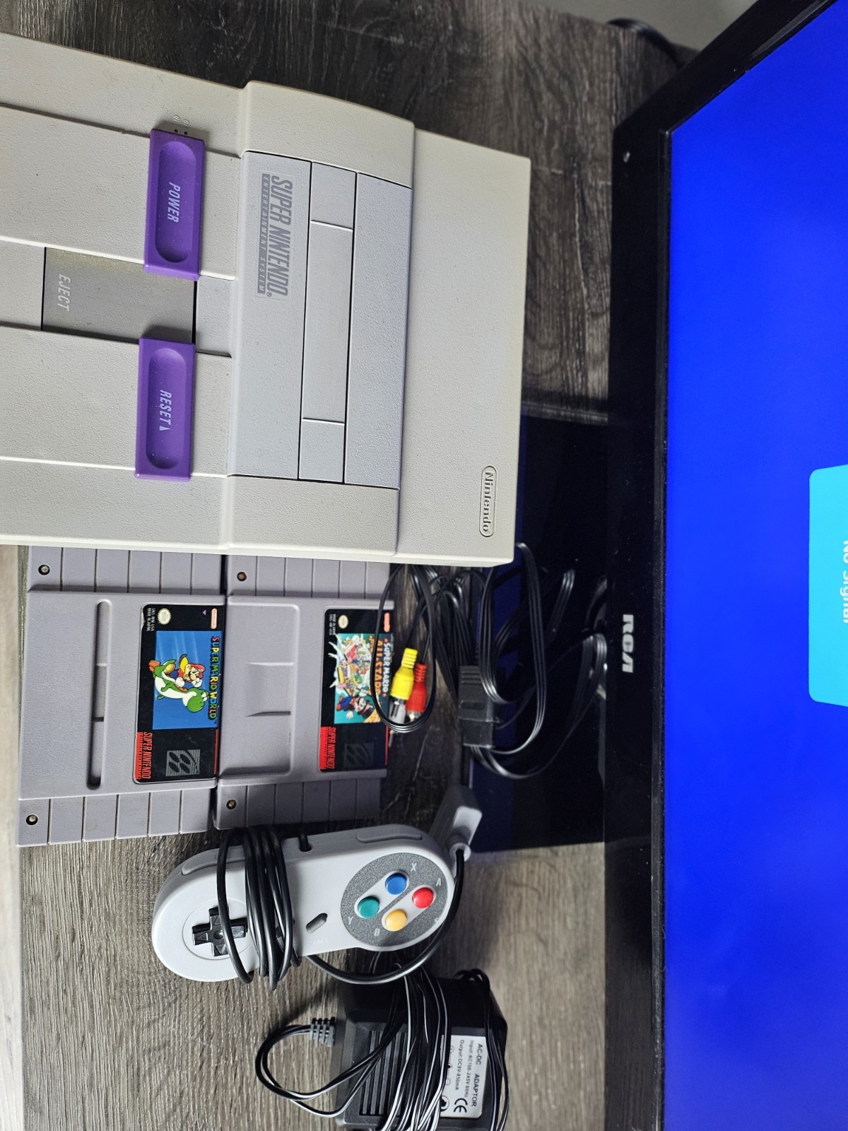 Super Nintendo SNES Bundle with Super Mario All-stars Game