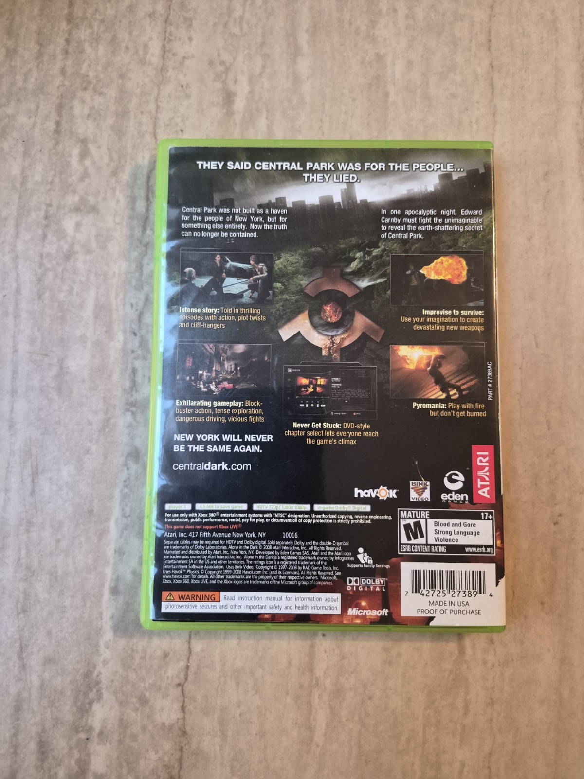 Alone in the Dark Xbox 360 Complete CIB