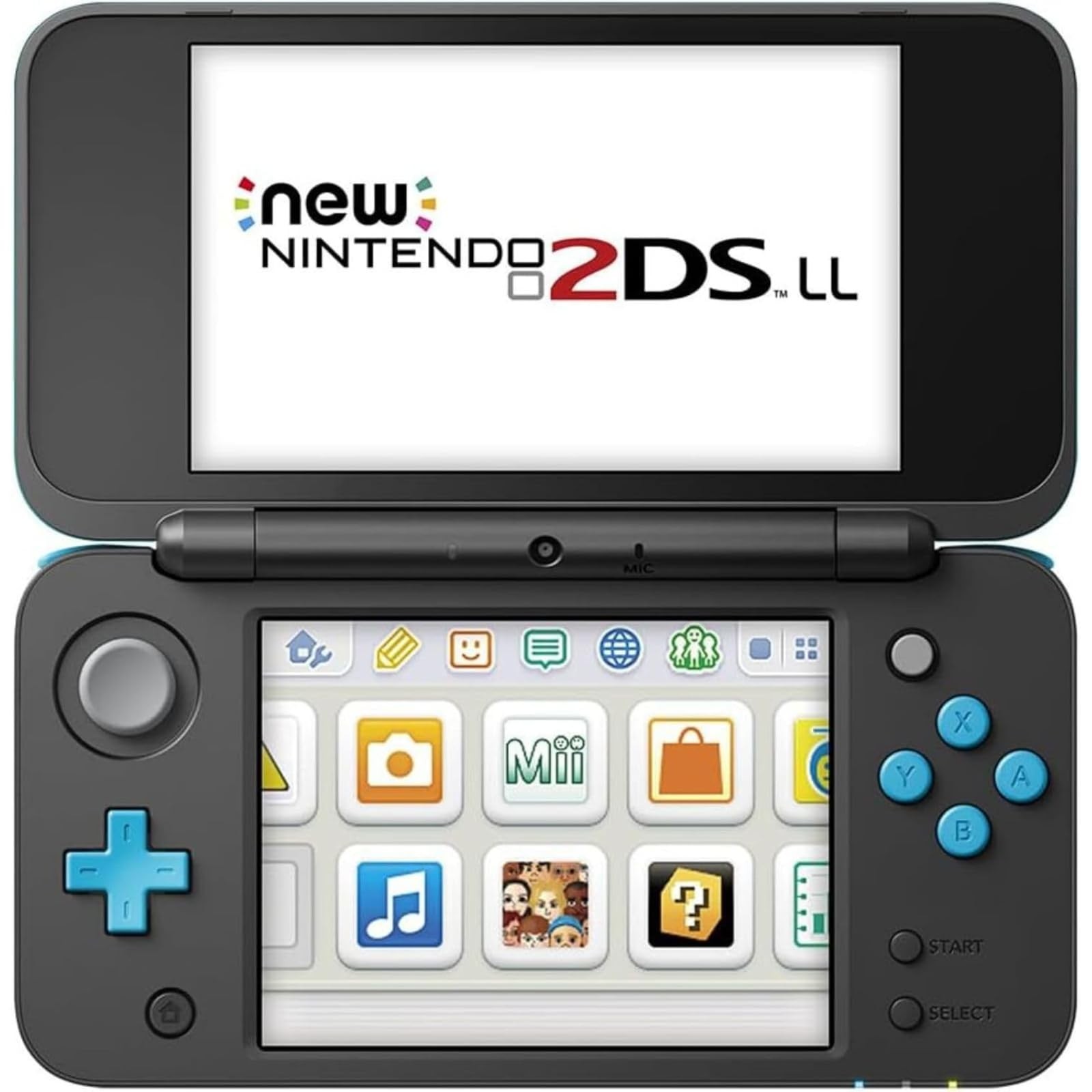 New Nintendo 2DS LL with Charger [Black x Turquoise] SD Card Fully Formatted