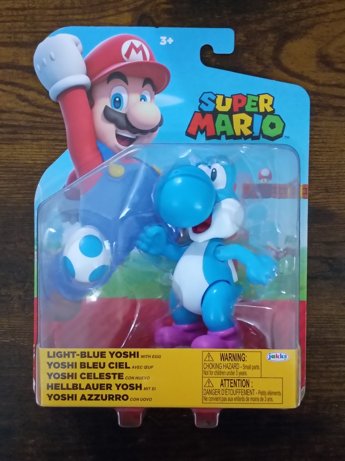 5-PK SUPER MARIO 4″ YOSHI World of Nintendo Yellow Black Red Light Blue + Eggs