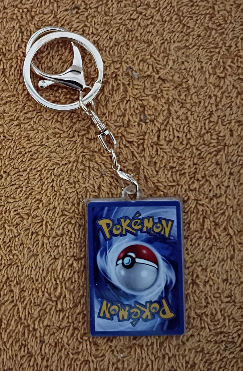 New! 2-sided CHARIZARD POKEMON CARD KEYCHAIN orange blue rigid clear plastic TCG
