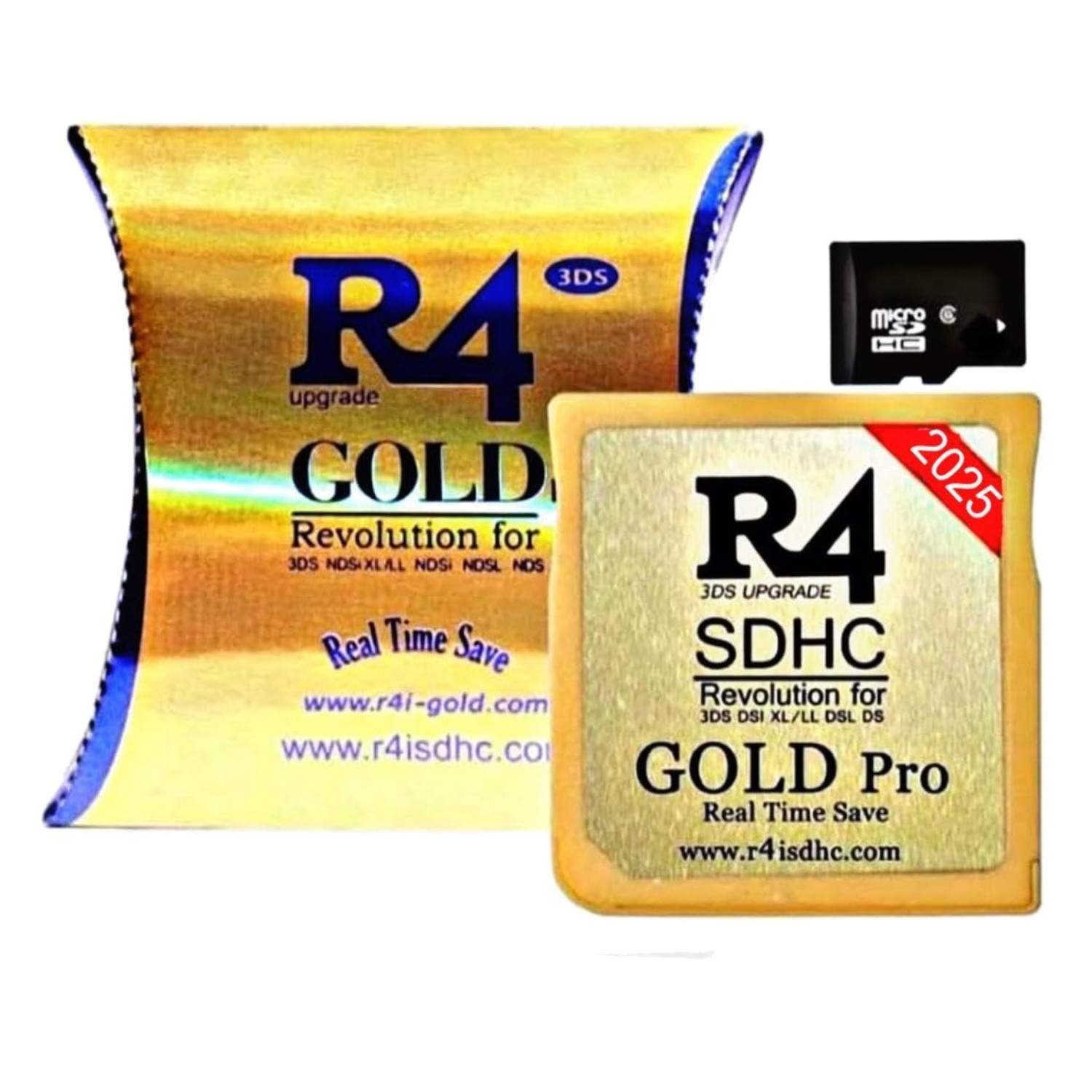 R4 SDHC Gold Pro for DS DSI 2DS 3DS – 8GB Micro SD Included