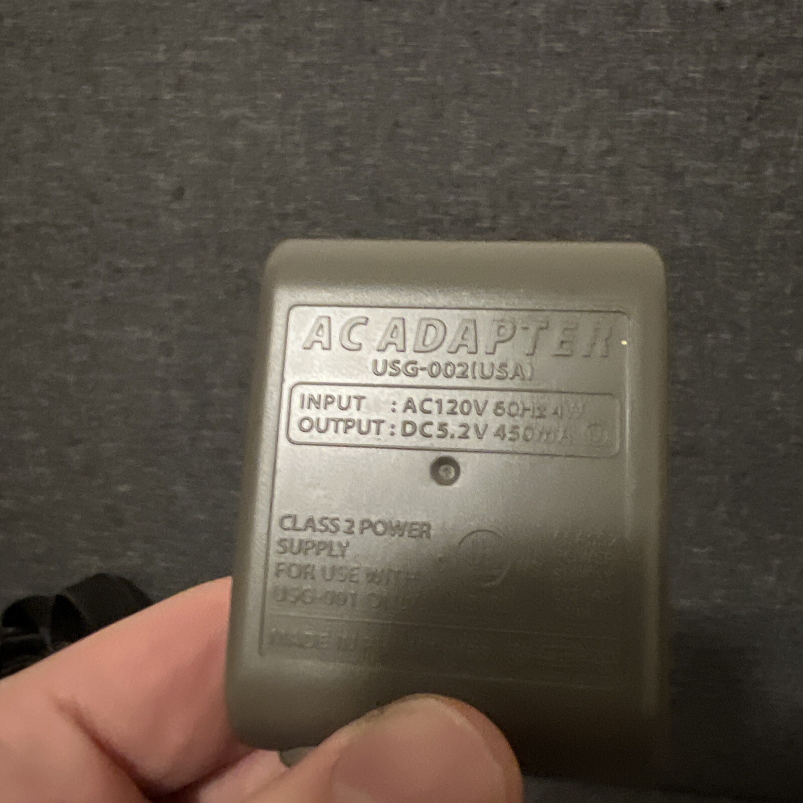 Nintendo Charger Gameboy Advance DS Lite USG-002 AC Adapter Plug Tested OEM Gray