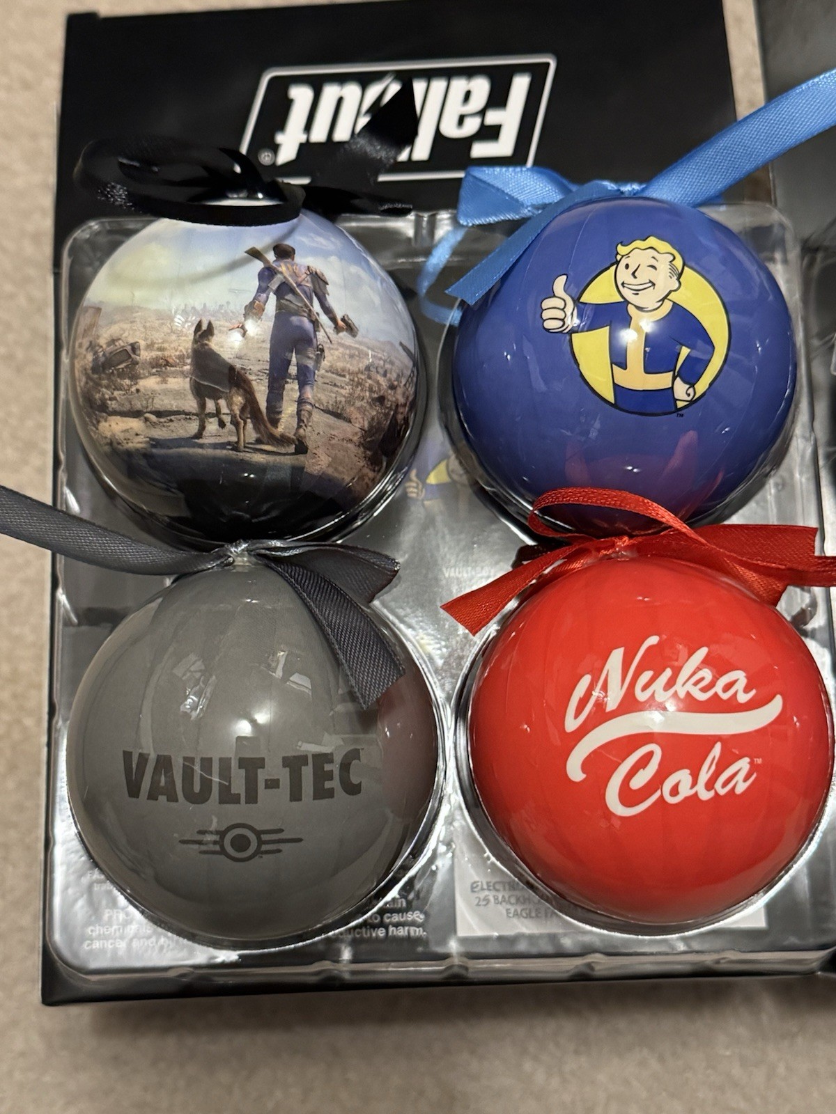 (2) Thinkgeek Fallout Ornament Sets Pack of 4 Dogmeat, Vault Boy, Nuca Cola NEW