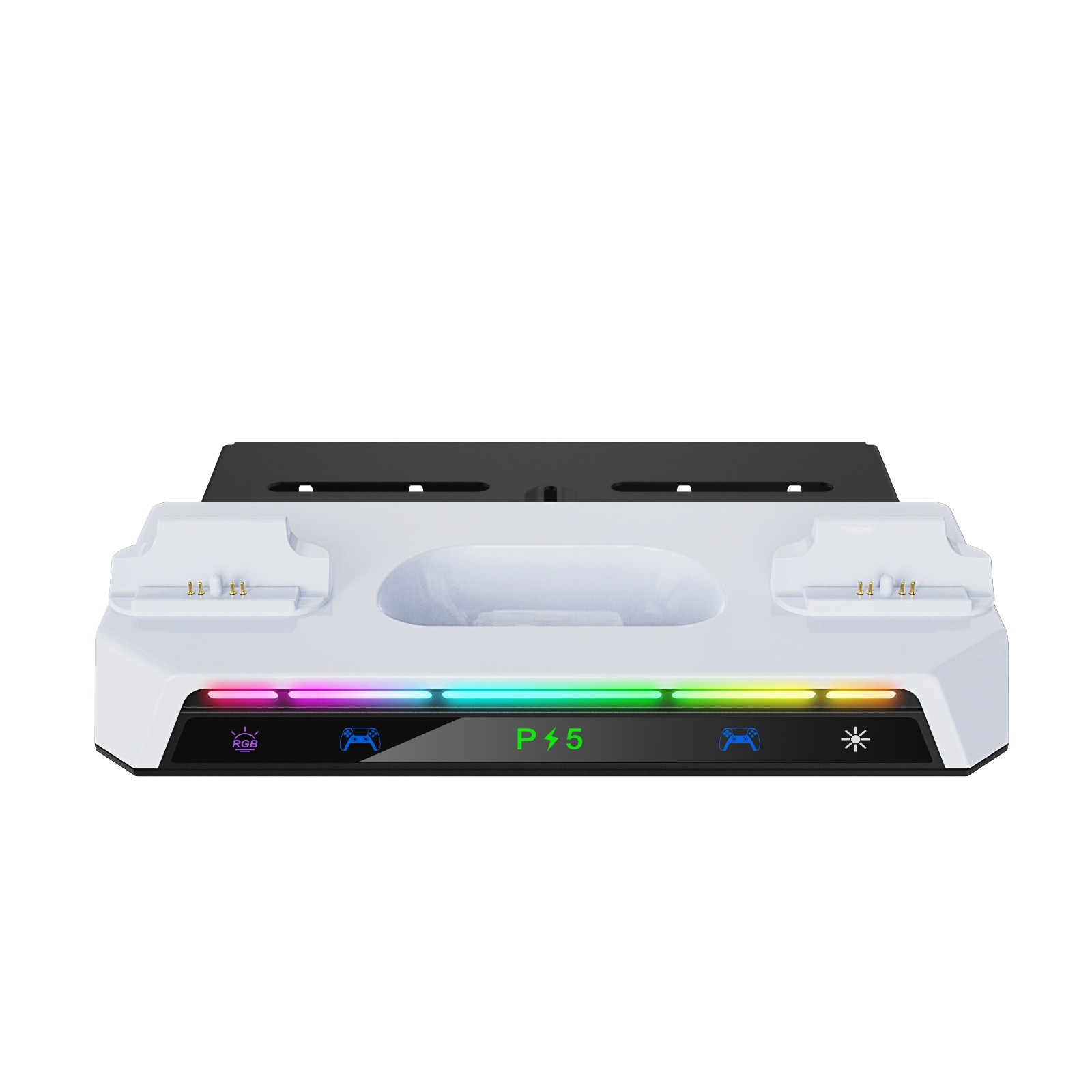 For PS5 Slim Console Wall Mount PS5 Gamepad Holder with RGB Light Triangle Stand